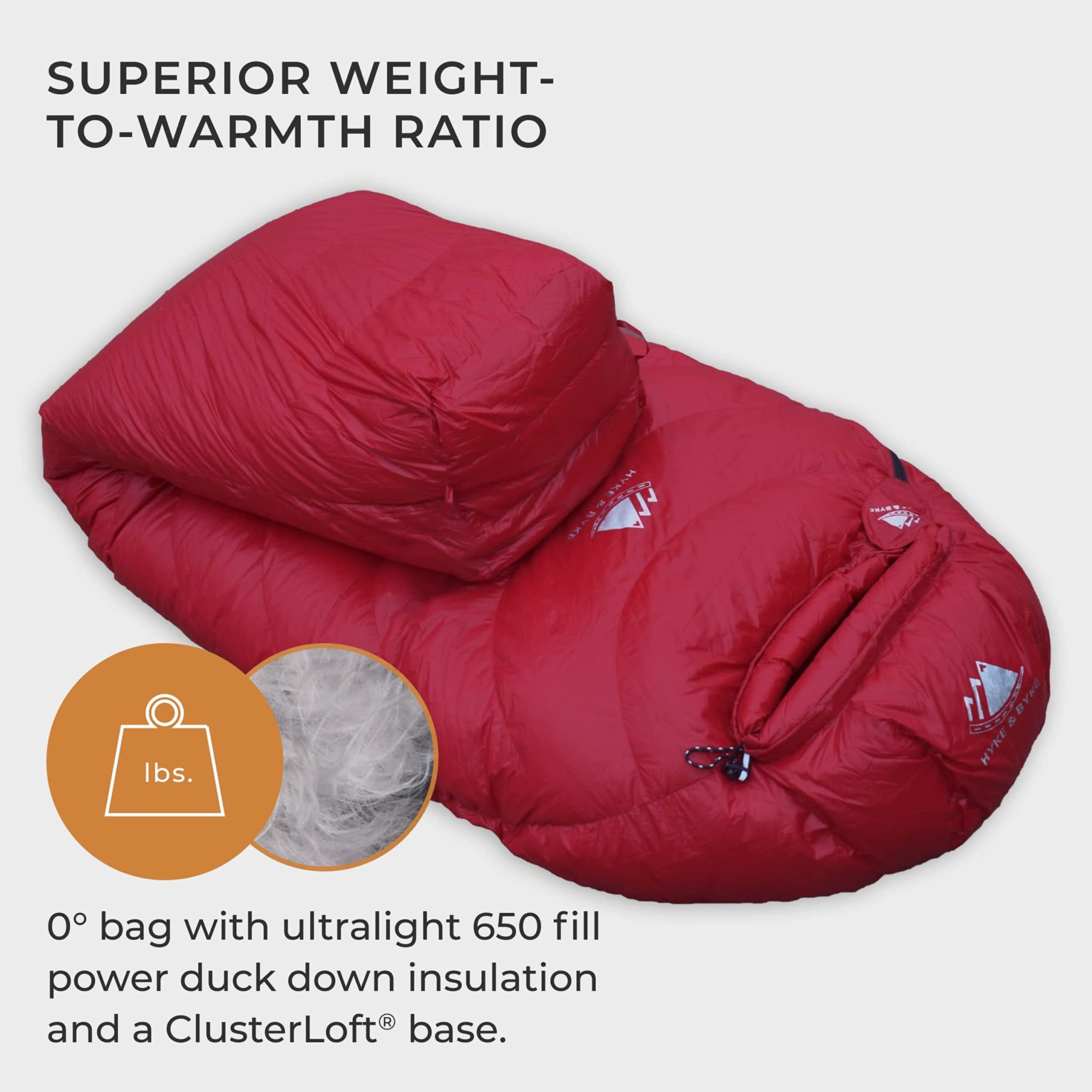 Hyke & Byke Snowmass 0°F Cold Weather Mummy Sleeping Bag - 650 FP Duck Down 4 Season Ultralight Backpacking Sleeping Bag for Adults with Compression Sack - Perfect for Winter Camping, Hiking & Outdoor Adventures