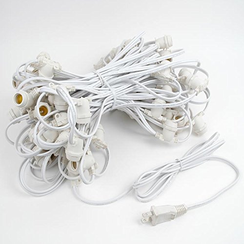 100' E17 Globe Outdoor String Lights - Commercial Grade, 80 Sockets, White Wire for Backyard, Garden, Gazebo, Cafe & Patio | Durable Weatherproof Lighting for Outdoor Dining, Weddings & Events