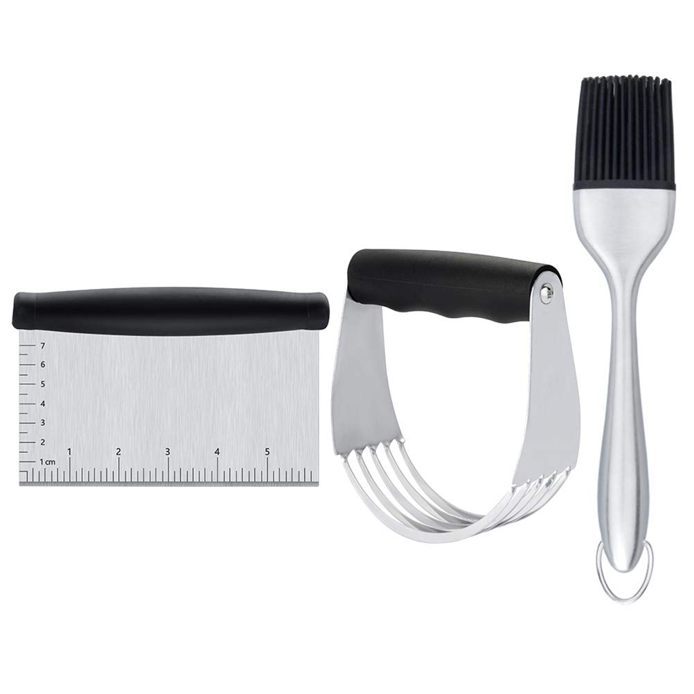 Cabilock 3-Piece Stainless Steel Pastry Cutter Set - Dough Scraper, Cake Decorating Tool, Baking Utensils for Pies, Cookies & Bread Making - Perfect for Home Bakers & Professional Chefs