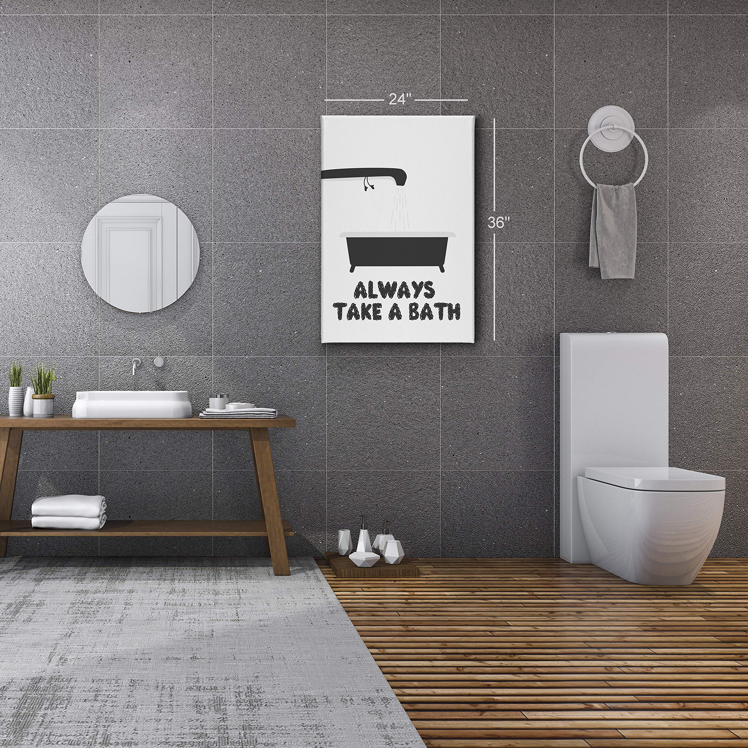 Funny Bathroom Wall Art - 'Always Take a Bath' Quote Canvas Print | Kids & Nursery Decor | Ready to Hang Home Decoration (36x24, Made in USA) - Perfect for Bathrooms, Playrooms & Kids' Bedrooms
