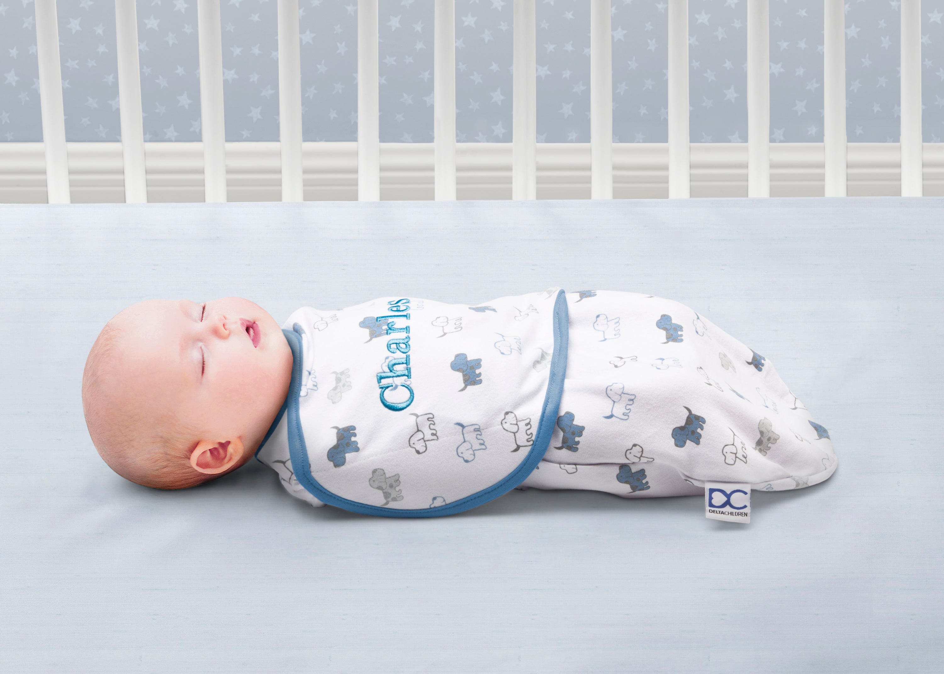 Personalized Little Lambs Adjustable Swaddle Wrap - 100% Cotton Baby Blanket for Newborns 0-3 Months (7-14 lbs) | Soft & Breathable for Comfortable Sleep, Perfect for Nursery, Travel & Photo Shoots
