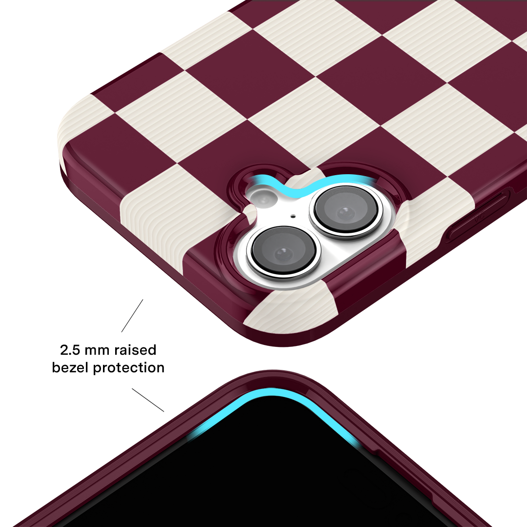 Stylish Burgundy iPhone Case with Vibe Check Design - Perfect for Everyday Protection & Trendy Aesthetic