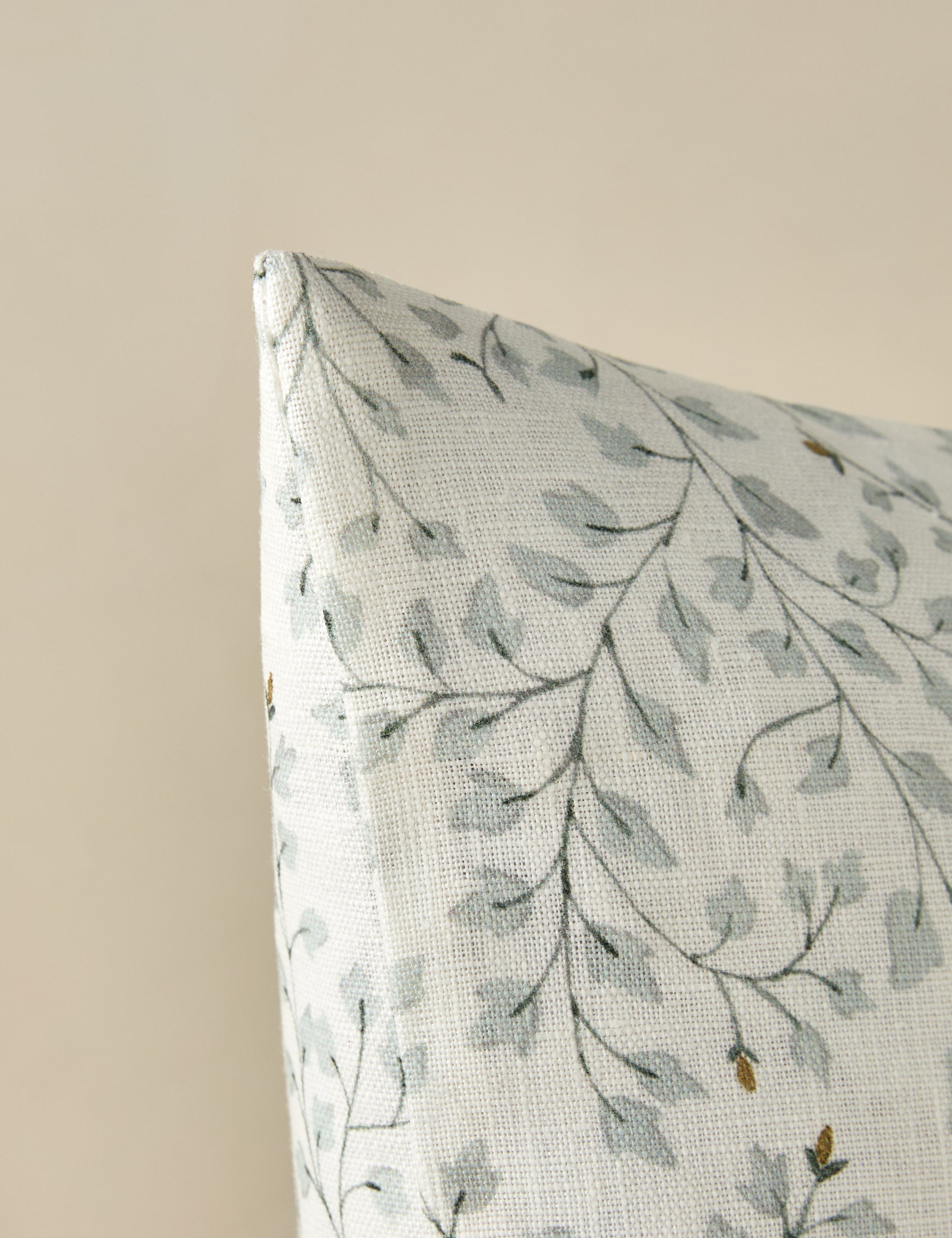 Rylee + Cru Dainty Leaves Linen Pillow - Soft Organic Cotton Decorative Throw Pillow for Nursery, Bedroom & Living Room