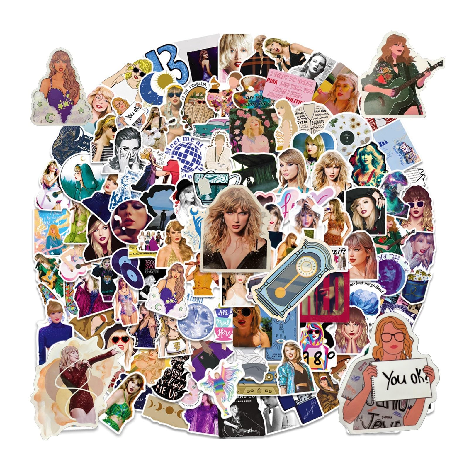 200PCS Taylor Swift Reusable Waterproof Vinyl Stickers - Music Album Decals for Water Bottles, Laptops, Phones, Skateboards & Bikes | Non-Repeating Classroom Reward Stickers & Perfect Gift for Music Fans | Great for DIY Crafts, School Projects & Fan Collections