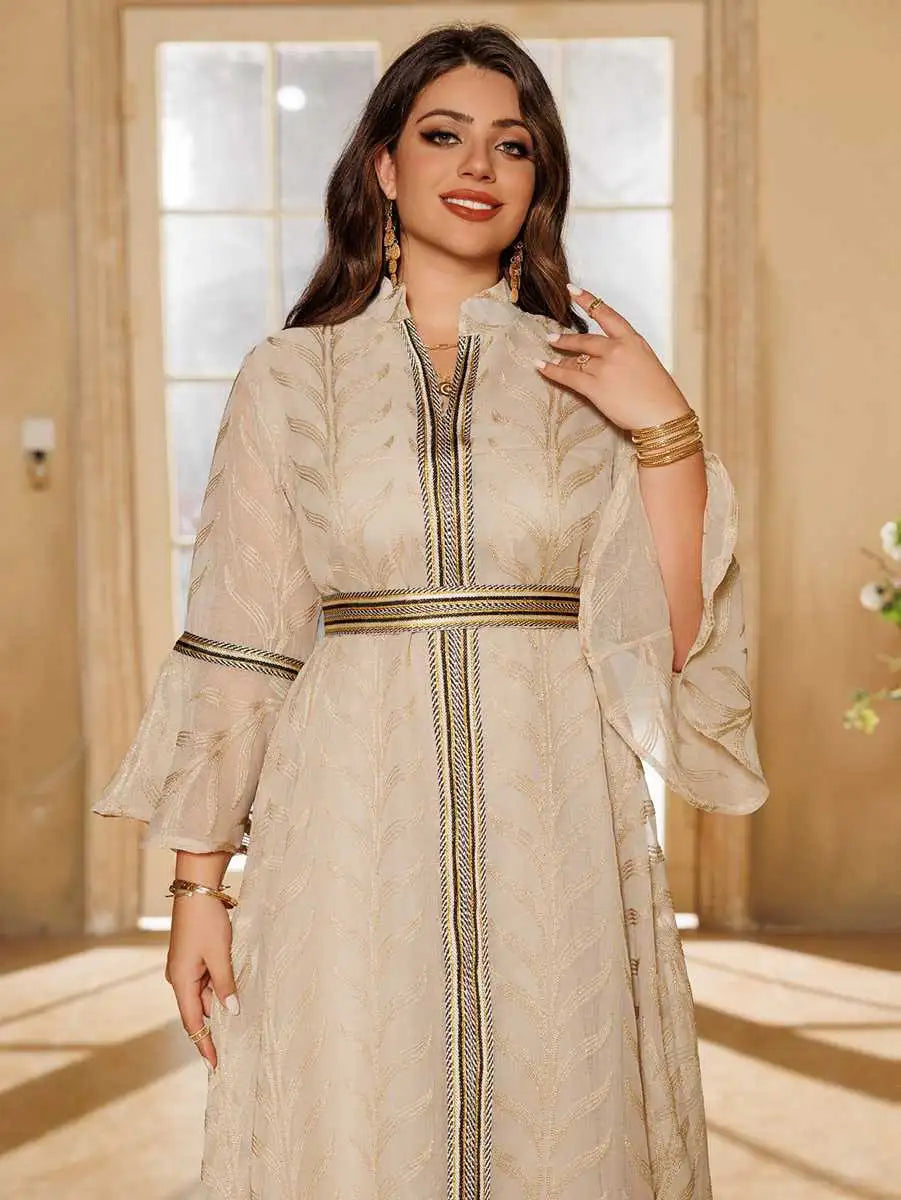 Elegant Eid Doris Embroidered Caftan Dress for Women - Boho Moroccan Kaftan with Intricate Embroidery - Perfect for Eid, Weddings, and Special Occasions