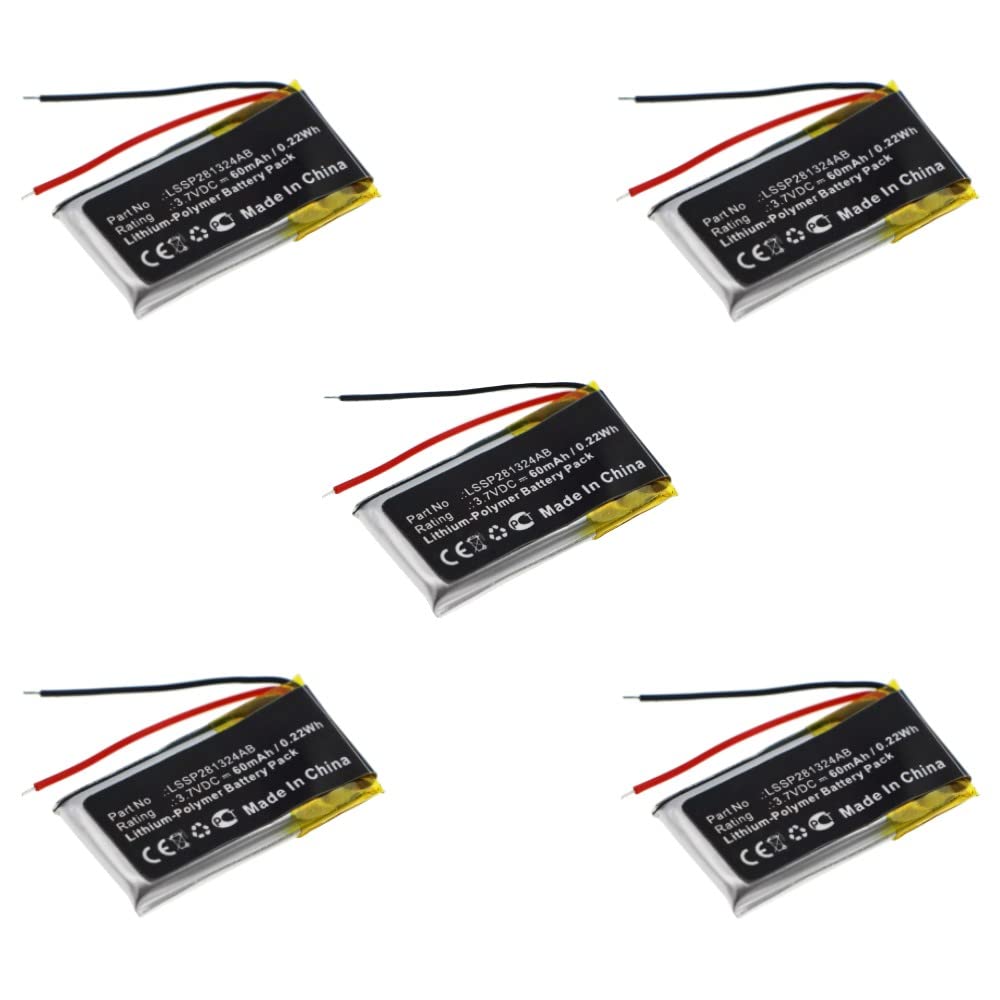 Synergy Digital Smartwatch Batteries for Fitbit One - 3.7V 60mAh Li-Polymer Replacement Battery (Compatible with Fitbit LSSP281324AB) - 5-Pack - Perfect for Fitness Tracking, Daily Wear & Extended Battery Life