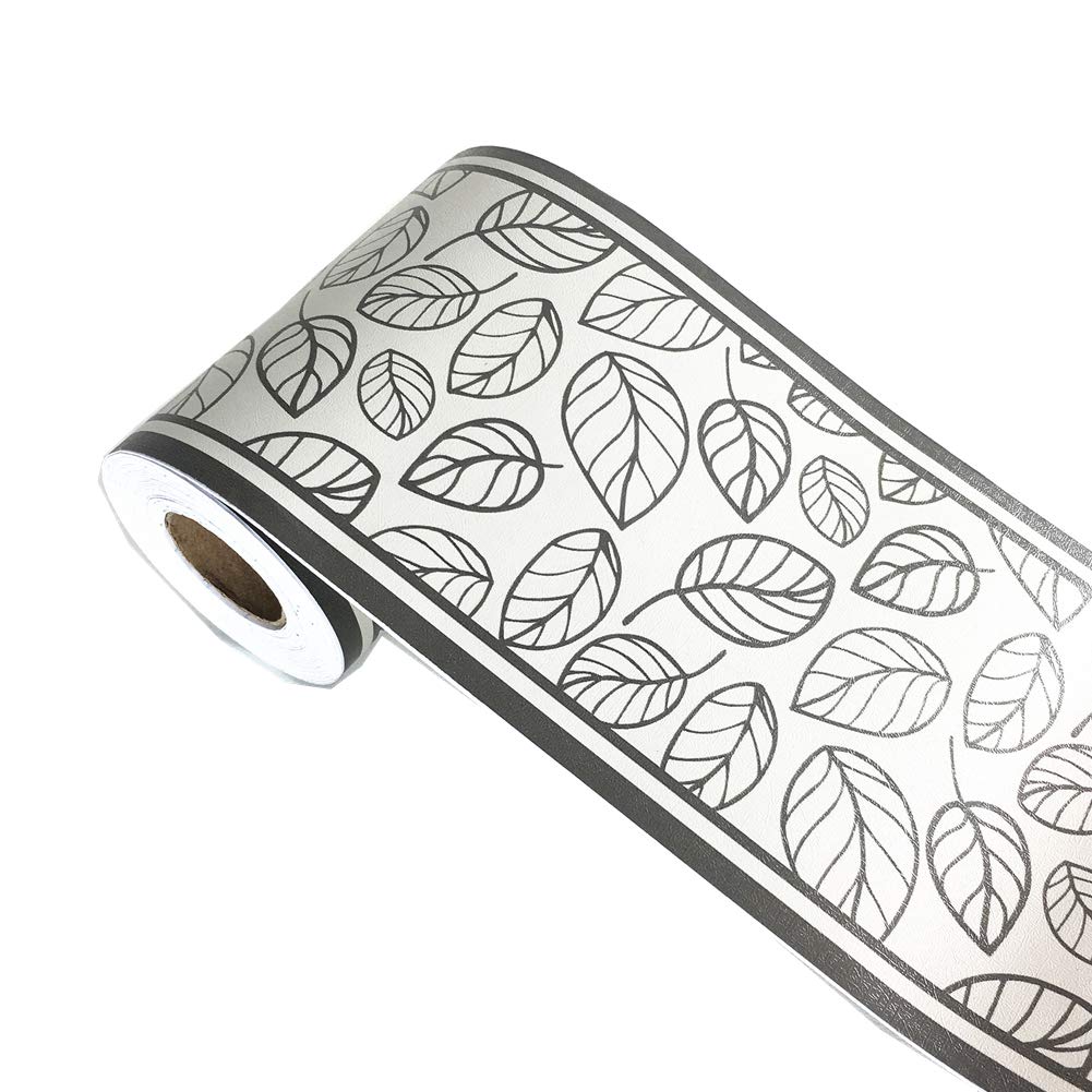 REDODECO Green Leaf Pattern Self-Adhesive Wall Border Molding - 4 inch x 32.8 ft Peel & Stick Wallpaper Decal for Home, Bathroom, Kitchen Decor - Easy DIY Wall Stickers for Accent Walls & Room Makeovers