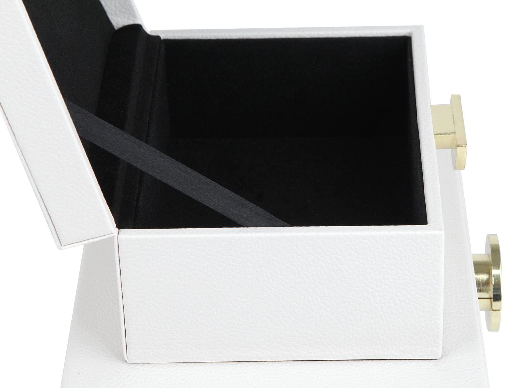 HofferRuffer Faux Leather Jewelry Box Set of 2 - White Vegan Leather Storage Organizer with Gold Hardware for Necklaces, Rings & Accessories - Perfect for Bedroom, Dresser & Gift Giving