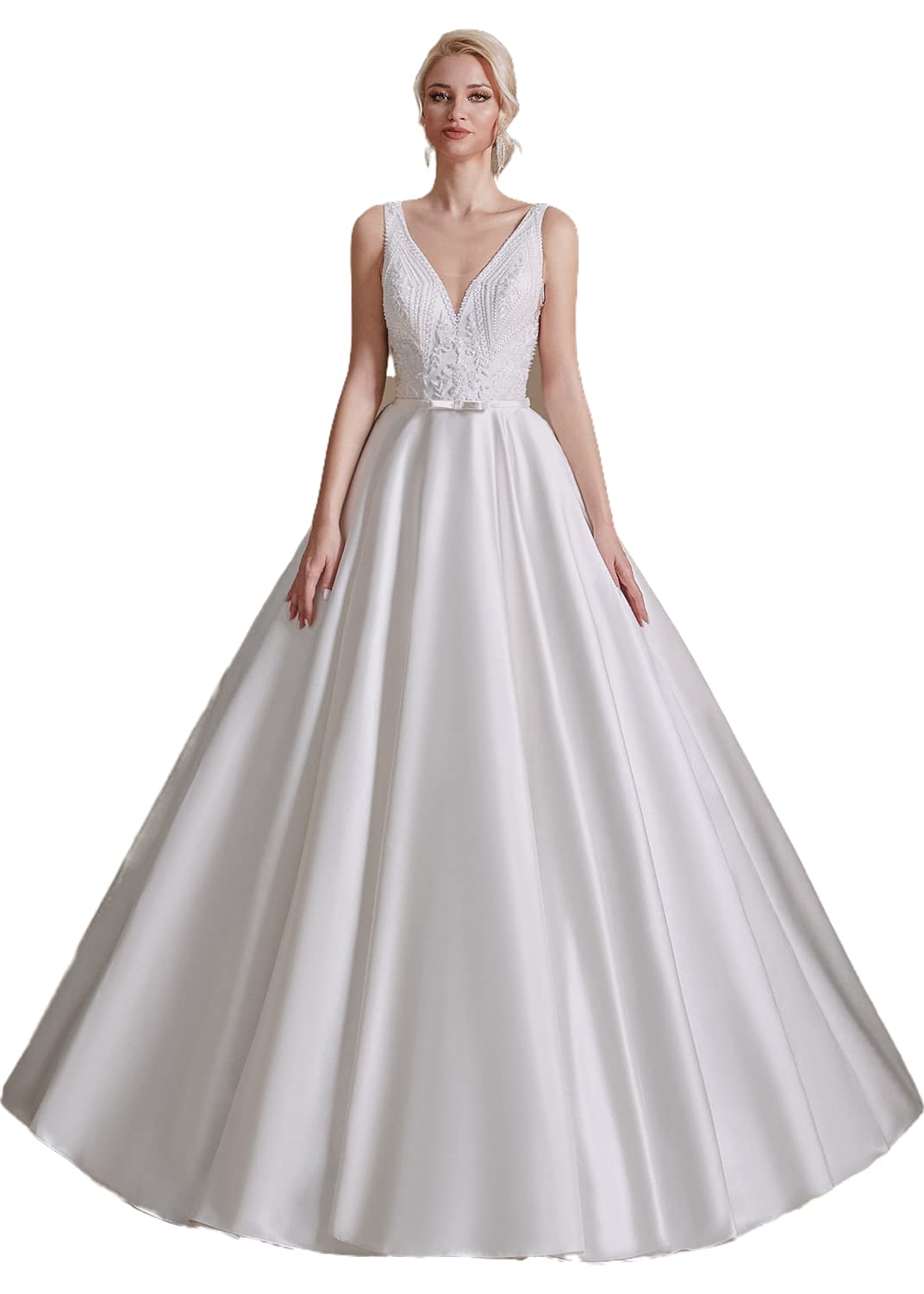 2022 Elegant Lace Appliques Chiffon Wedding Dress for Bride - Long Sleeves Beach Bridal Gown for Outdoor Ceremonies & Seaside Weddings