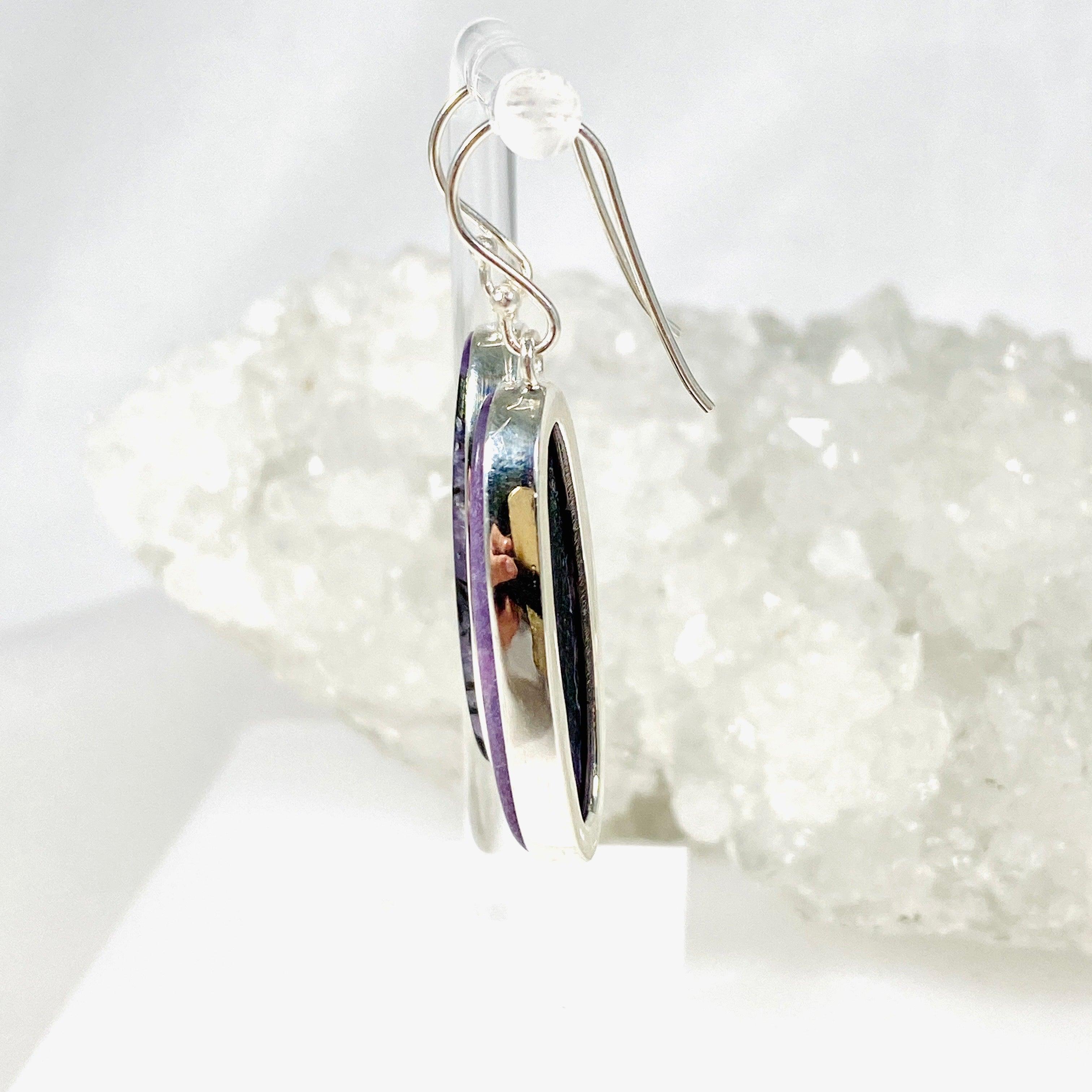 Charoite Oval Earrings KEGJ1407 - Handmade Purple Gemstone Jewelry for Women | Perfect for Weddings, Parties & Special Occasions