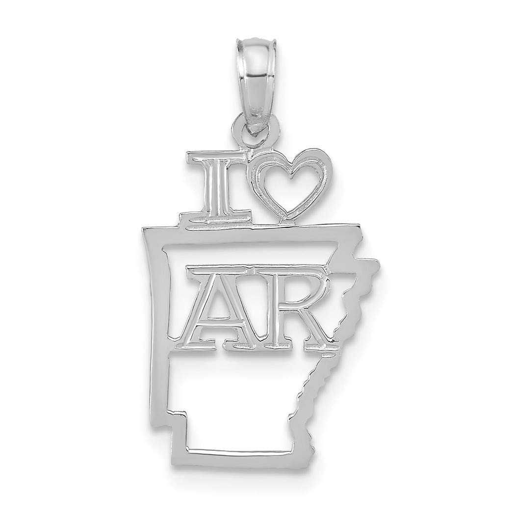 14K White Gold Solid Arkansas State Pendant Necklace for Women - Elegant Jewelry Gift for Her | Perfect for Birthdays, Anniversaries & Graduation Presents