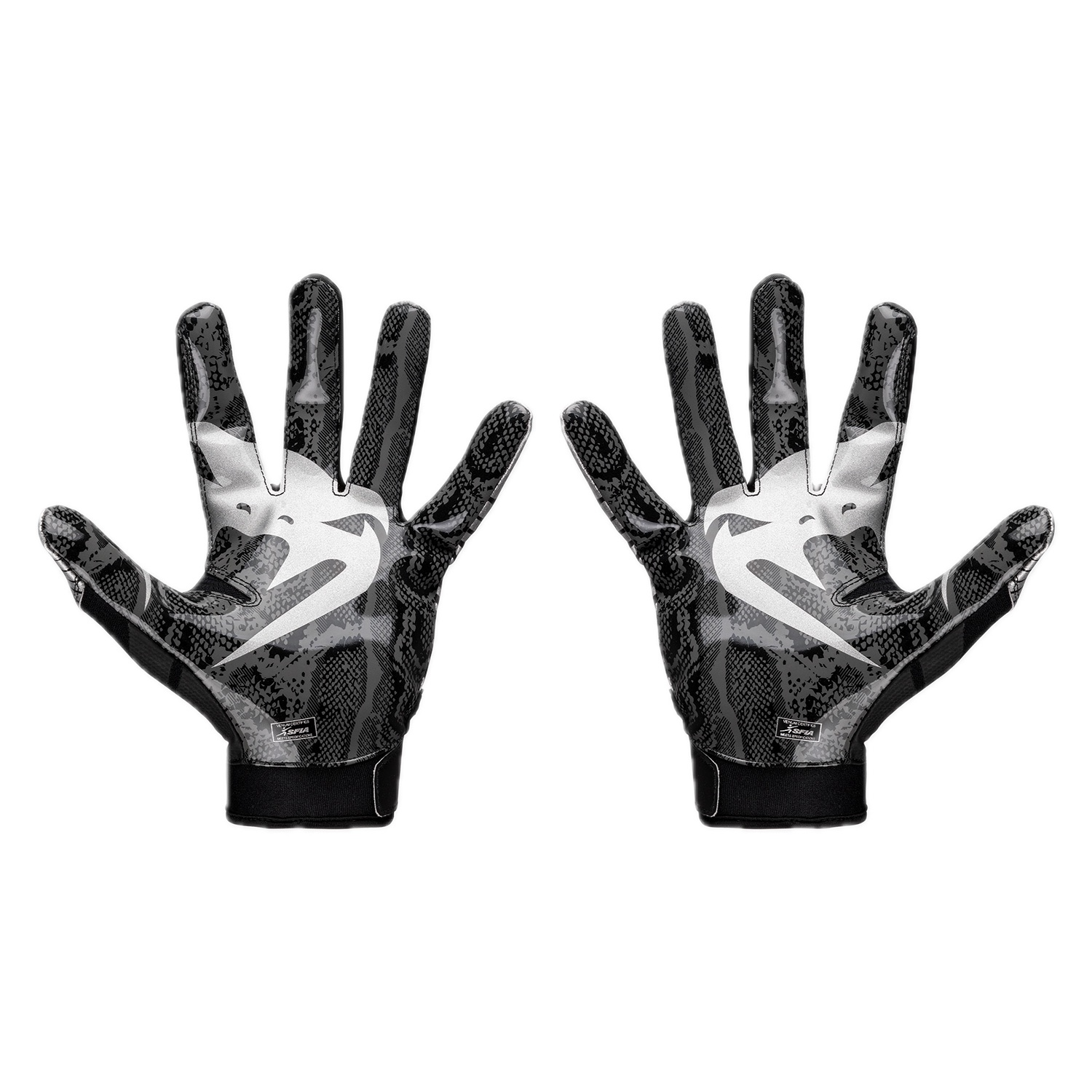 Venum Elite Personalized Football Gloves for Men - Black/Silver - Touchscreen Compatible - Perfect for Training, Games & Cold Weather Play