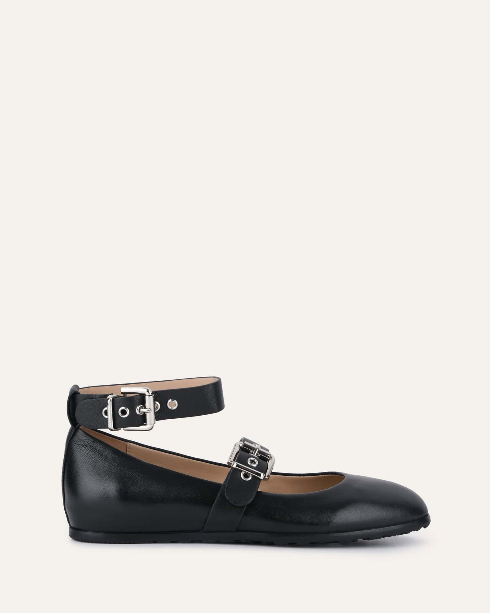 HERA Casual Flats for Women - Black Leather Slip-On Shoes | Comfortable & Stylish for Work, Travel & Everyday Wear