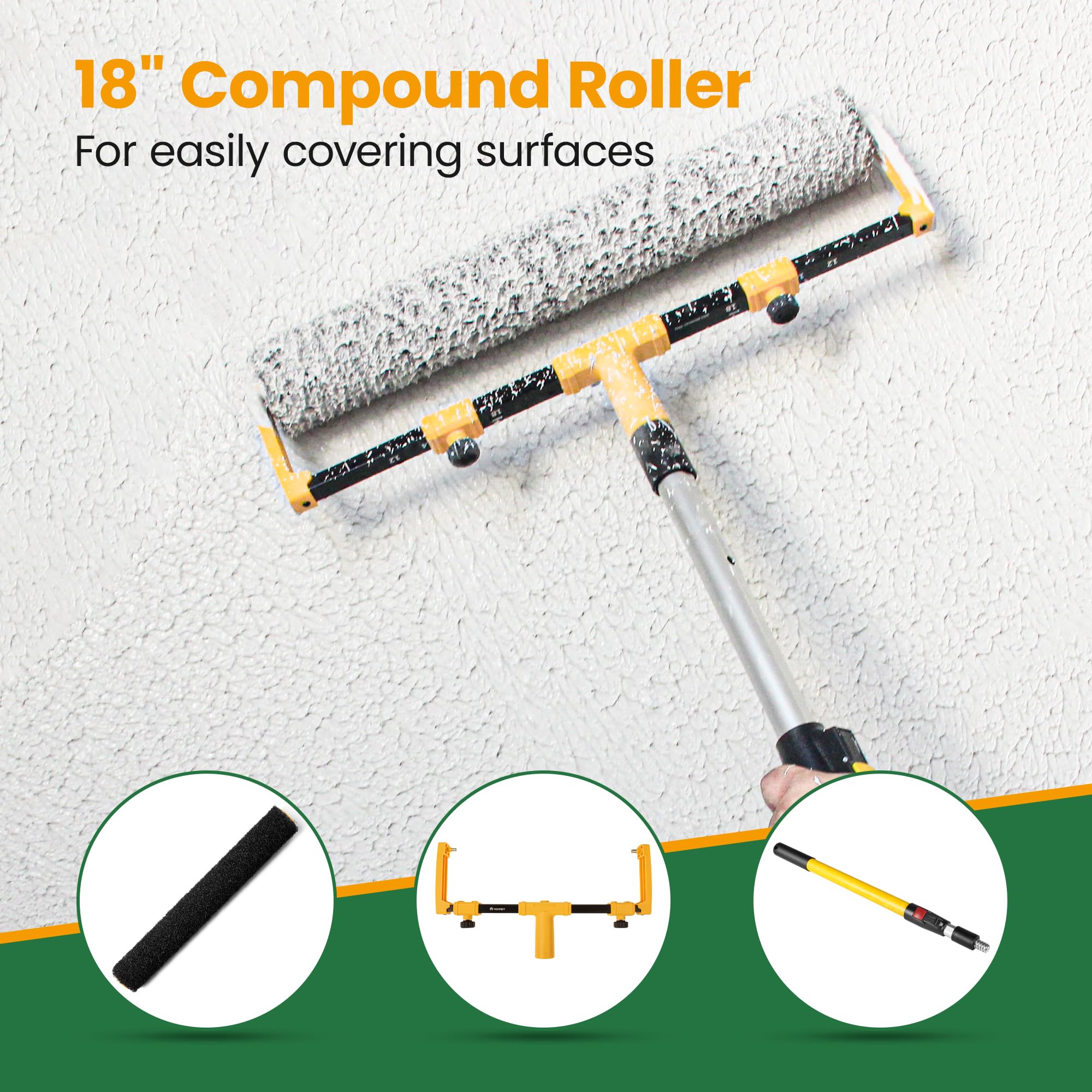 VOOMEY 10-Piece 18-Inch Paint Roller Kit with 16