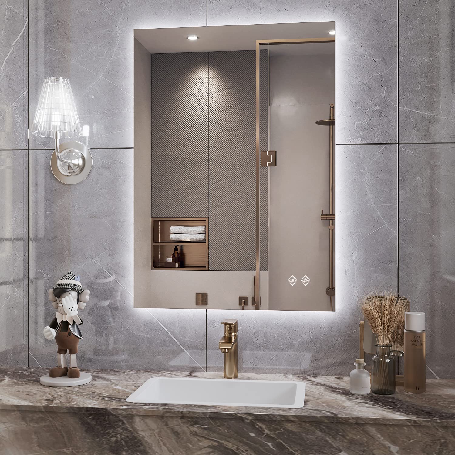 VanPokins 20x28 Inch LED Bathroom Mirror with Backlight - 150% Anti-Fog Technology, 6000K Daylight, CRI>90, Dimmable & Waterproof Wall Mounted Vanity Mirror (Horizontal/Vertical) - Perfect for Makeup, Shaving & Home Decor