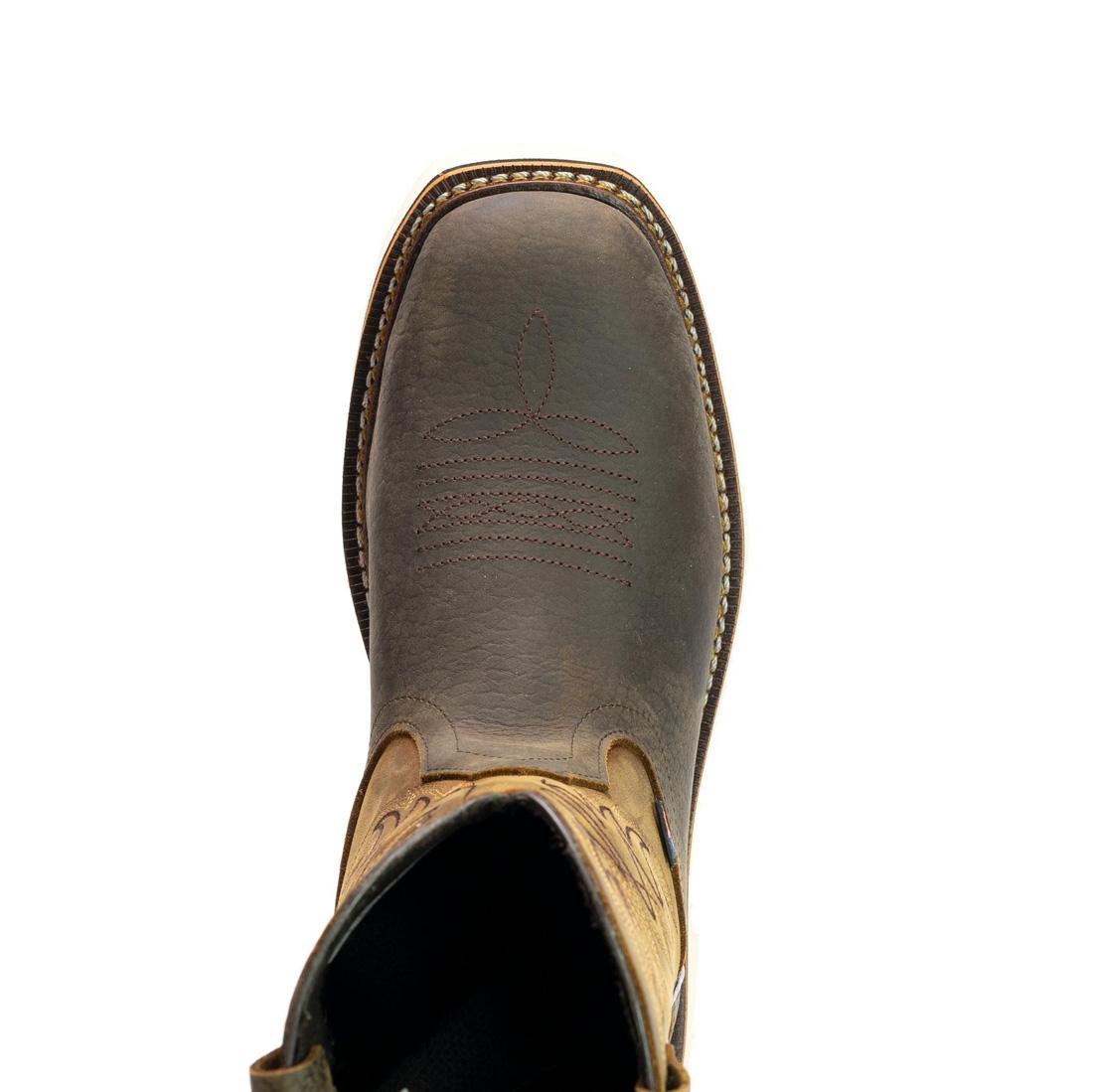 Square Toe Western Boots for Men - Crazy Horse Leather with Pebble Bottom - Comfortable Cowboy Boots for Riding, Work & Casual Wear (Size 11)