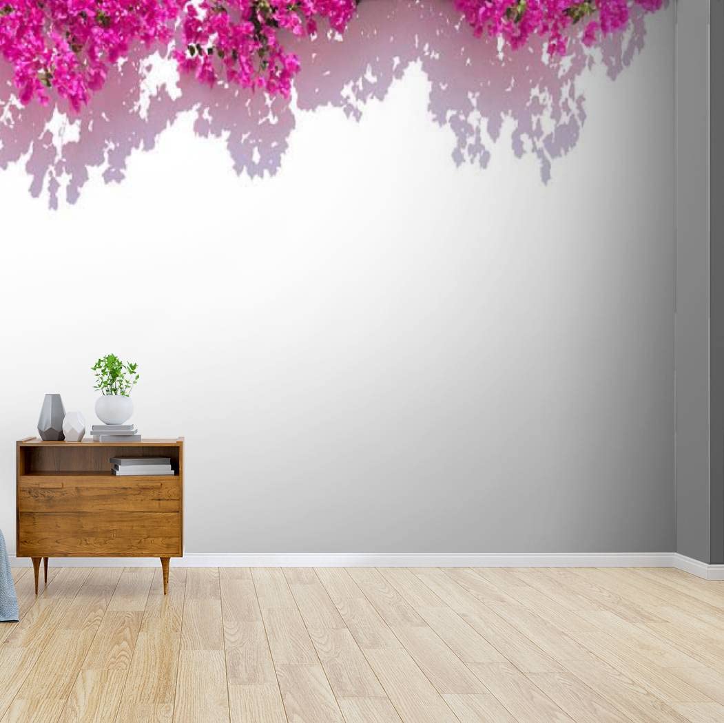 Self-Adhesive Peel & Stick Wallpaper - White Bougainvillea Floral Canvas Print Wall Mural for Living Room, Bedroom, Office | Easy DIY Home Decor & Wall Sticker for Instant Room Makeover