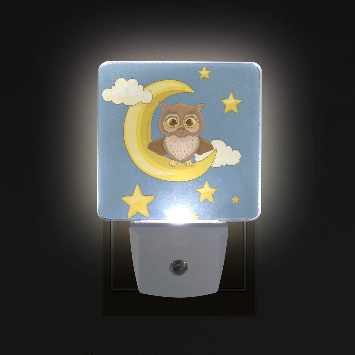 ALAZA 2 Pack Owl Owlet Moon Star LED Night Light with Dusk to Dawn Sensor - Plug in Nursery Decor, Kids Room Nightlight, Bedside Lamp for Adults - Perfect for Bedrooms, Hallways & Nurseries