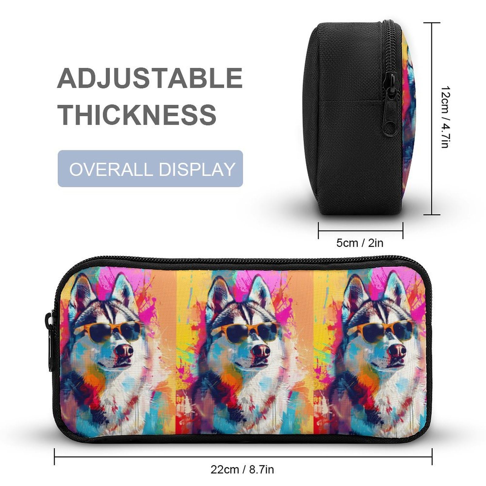 Durable Husky Dog Pencil Case - Large Capacity Storage Pen Pouch for School, Office & Travel - Cute Dog Design Stationery Organizer