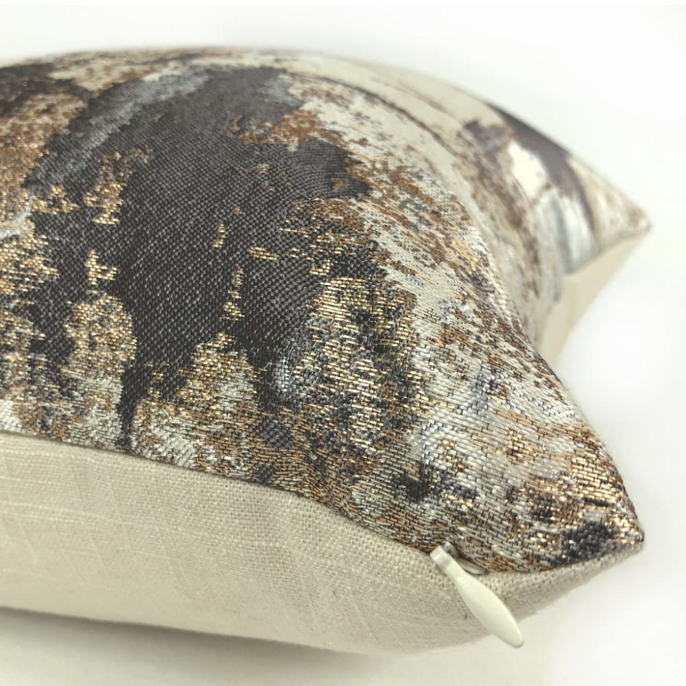 Lumina Metallic Brown Gold Cream Quartz Texture Pillow Cover - Decorative Throw Pillow Case for Sofa, Bed, Couch - Home Decor & Living Room Accent