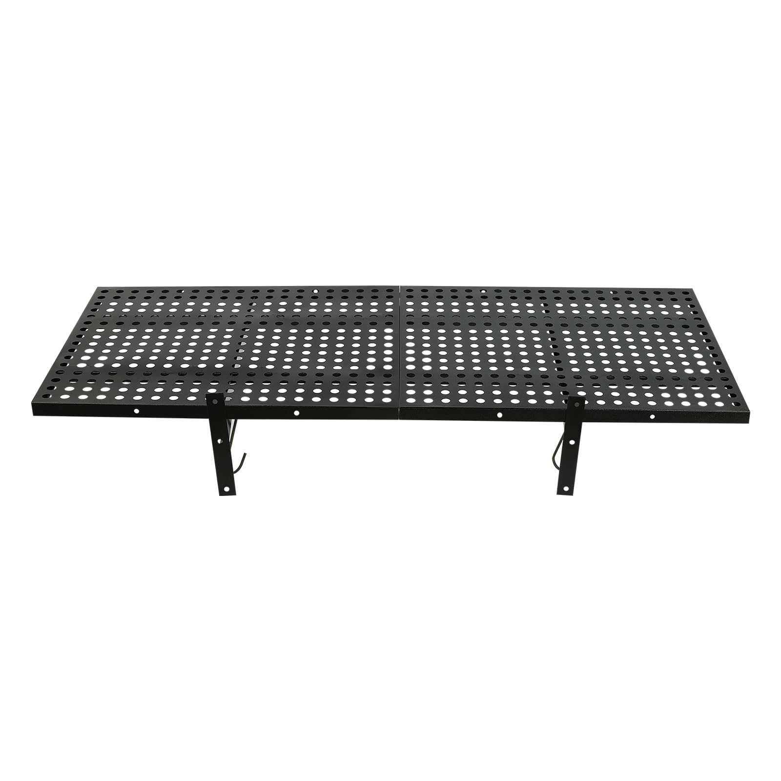 2Pcs Heavy Duty Perforated Metal Wall Shelf - 20x48inch Garage Storage Rack with Hooks - Wall Mount Shelf Organizer for Warehouse, Garage & Workshop Organization