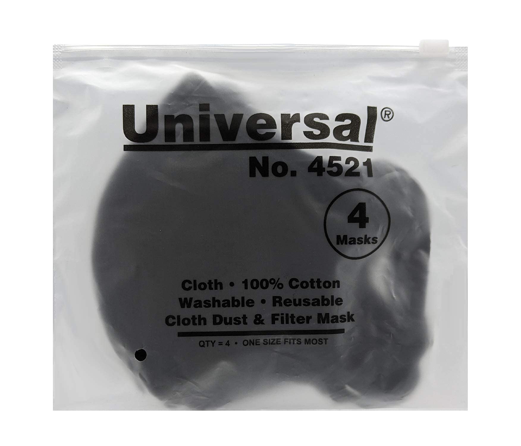 Universal 4521 Cotton Face Masks - 2-Layer for Teens & Adults (8-Pack, Black) - Daily Protection & Comfort