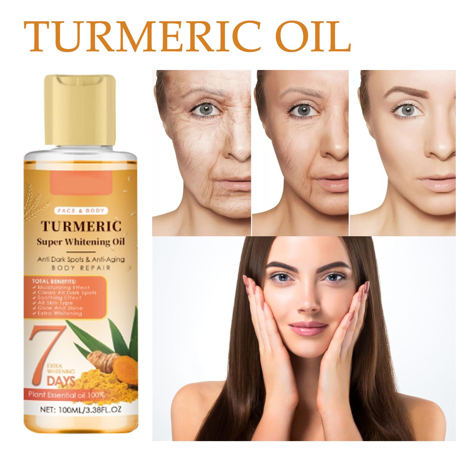 BONDIJ Pure Turmeric Essential Oil for Face & Skin - Hydrating, Clarifying Facial Serum for Glowing Skin | Natural Skin Care Treatment for Acne, Dark Spots & Anti-Aging | Perfect for Daily Skincare Routine & Spa Treatments (1 Fl Oz)