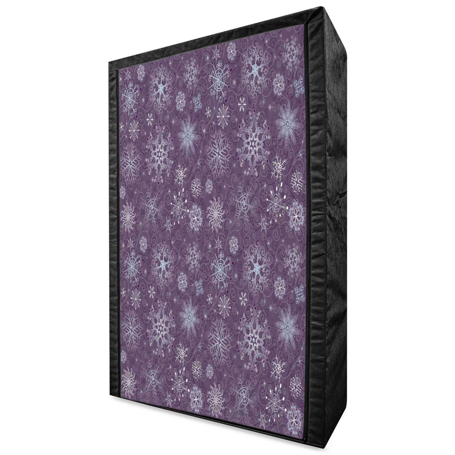 Ambesonne Portable Fabric Wardrobe with Shelves - Christmas Inspired Floral Snowflake Design, Violet Clothing Organizer & Storage Closet for Bedroom, 42.5 Inch | Perfect for Seasonal Decor & Guest Room Storage