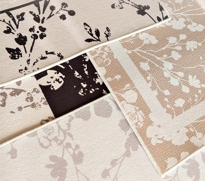 French Style Modern Floral Area Rugs - Non-Slip Bedroom & Living Room Carpet - Boho Chic Dining Room Rug for Home Decor | Perfect for Bedside, Nursery & Office Spaces