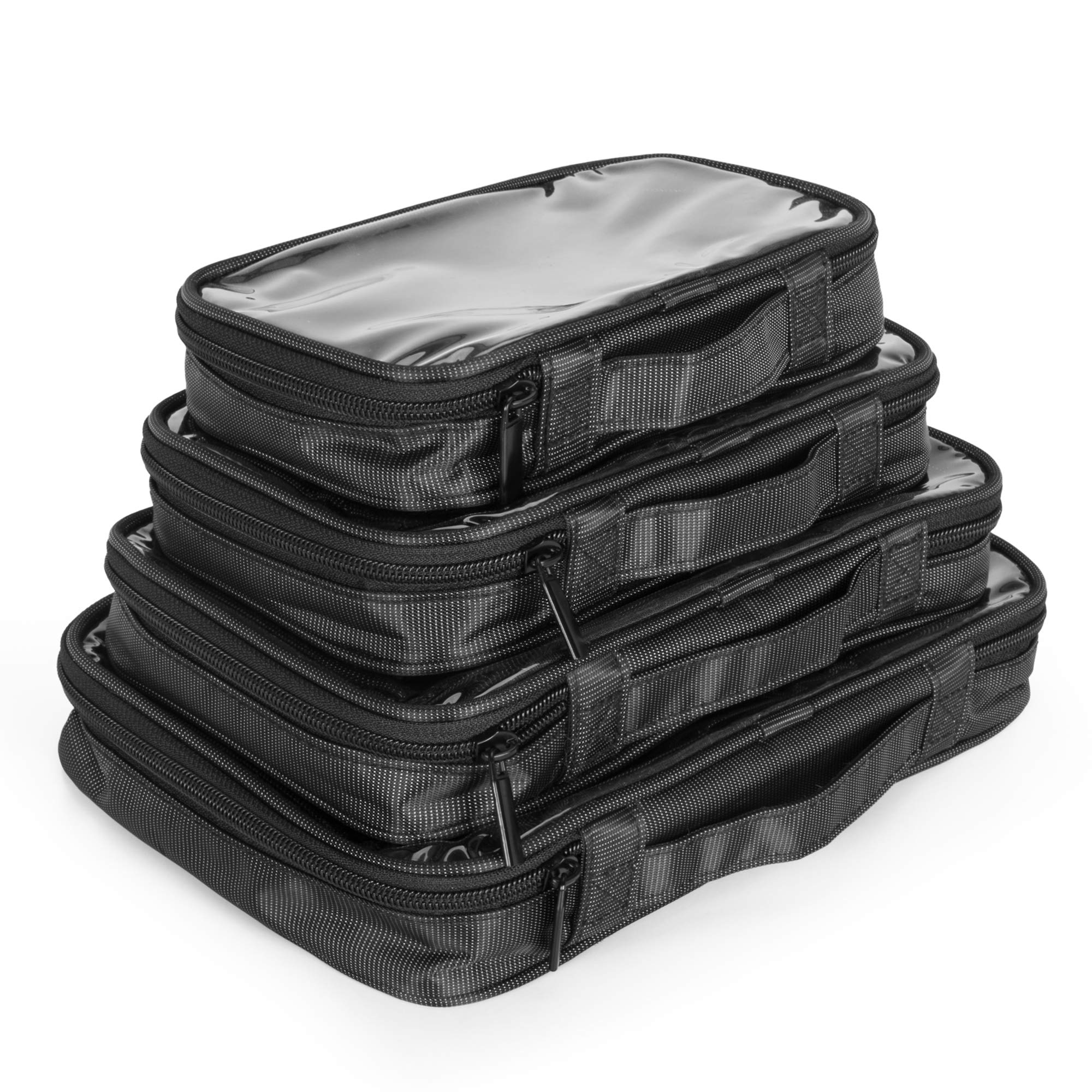 Damero 4-Piece Clear Toiletry Bag Set - Waterproof Travel Makeup Organizer for Cosmetics, Toiletries & Essentials - Perfect for Airplane Carry-On, Business Trips & Vacation Packing