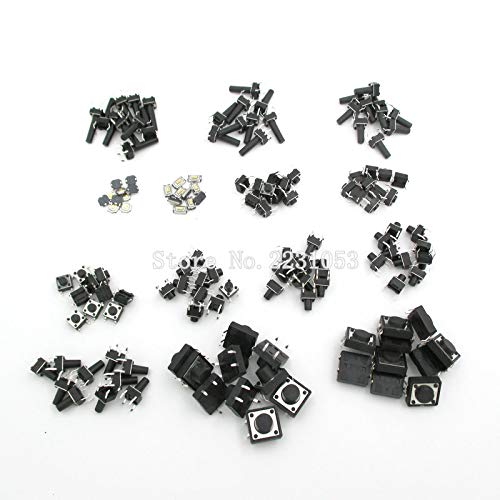 140PCS/LOT 14 Types Tactile Push Button Switch SMD Assortment Kit - Momentary Tact Switch Set with 100,000 Life Cycles - Perfect for DIY Electronics, PCB Projects, and Keyboard Modifications
