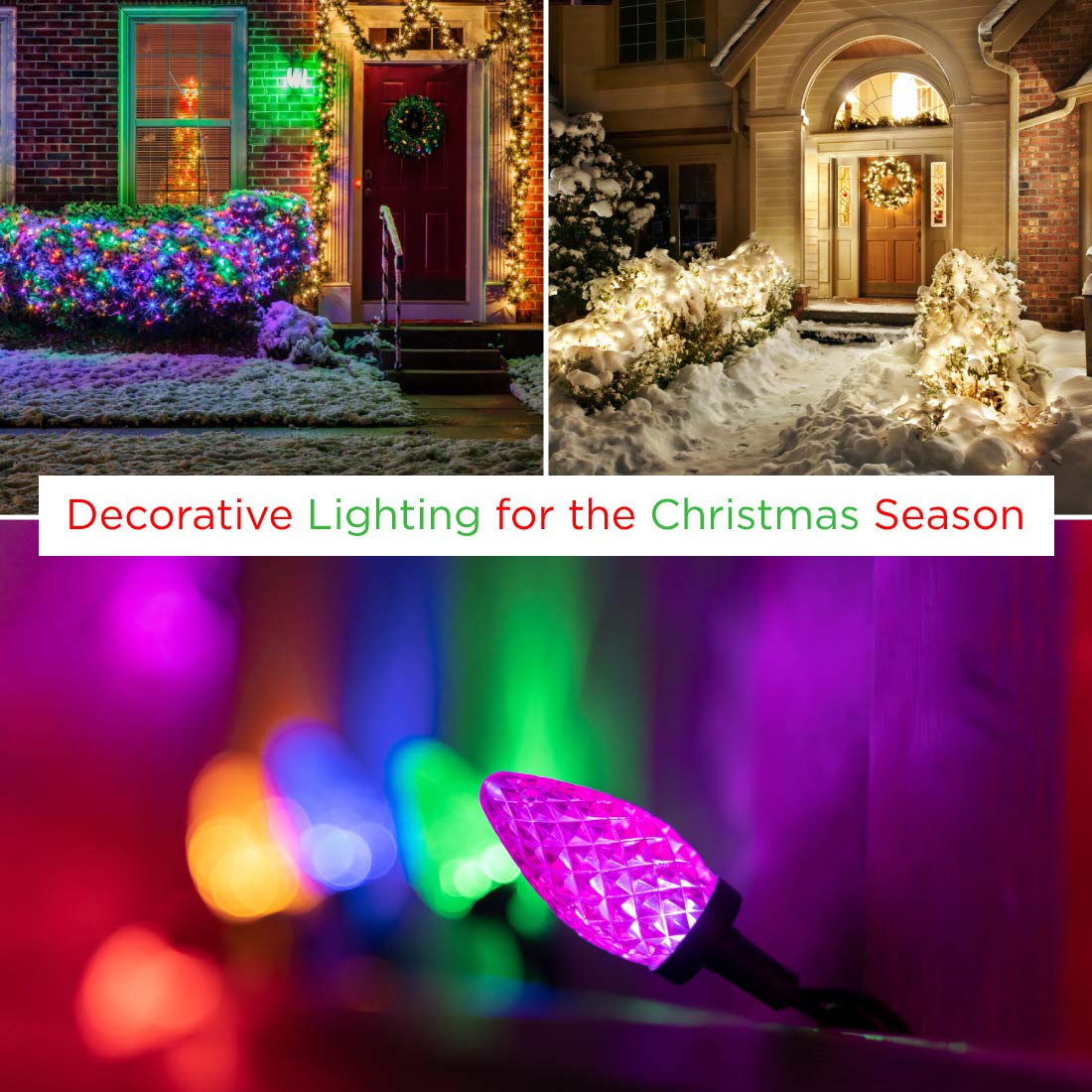 GoodBulb 7-Watt C9 Clear Christmas Light Bulbs - Pack of 25, Warm White 50 Lumens, E17 Intermediate Base - Perfect for Holiday Decorations, Indoor/Outdoor Christmas Trees, Roofs & Home Decoration