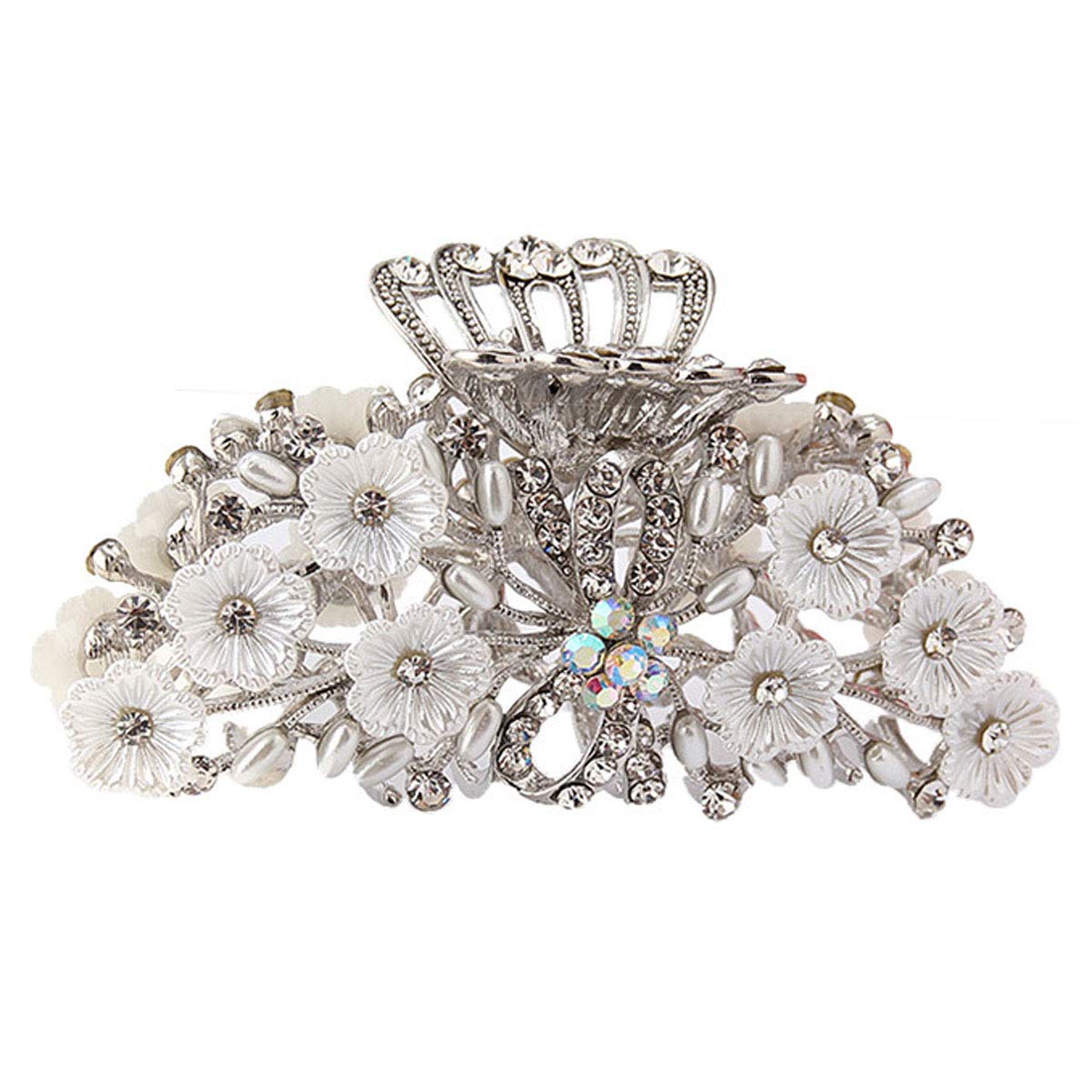 Vintage Alloy Rhinestone Hair Claw Clips for Women - No-Slip Crystal Hair Clips for Updos, Ponytails & Everyday Use - Elegant Hair Accessories for Parties, Weddings & Work