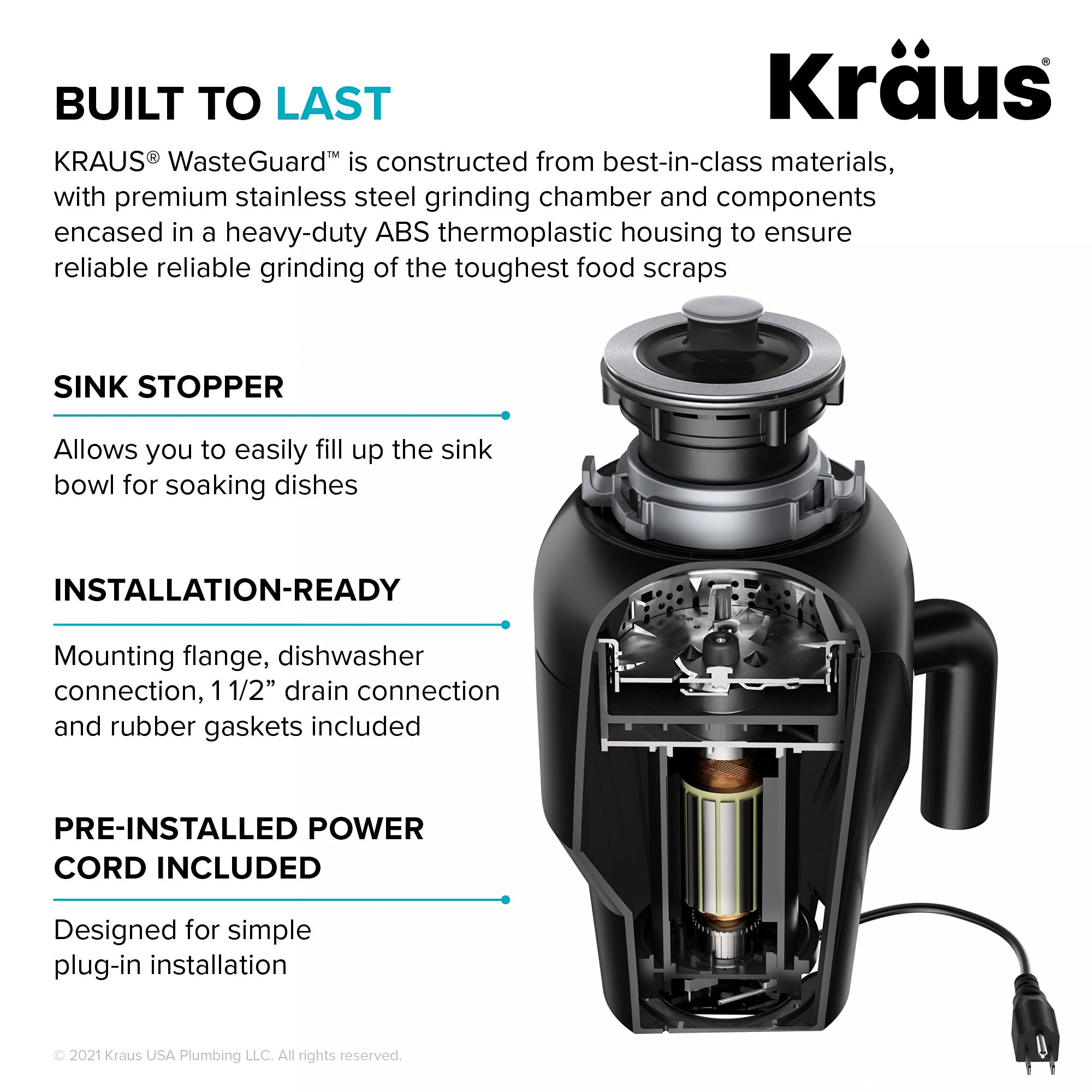 KRAUS Bellucci 33-Inch Drop-In Granite Composite Single Bowl Kitchen Sink in Metallic Black with Accessories & WasteGuard™ Garbage Disposal - Durable, Stylish for Modern Kitchens | Perfect for Meal Prep, Dishwashing & Entertaining