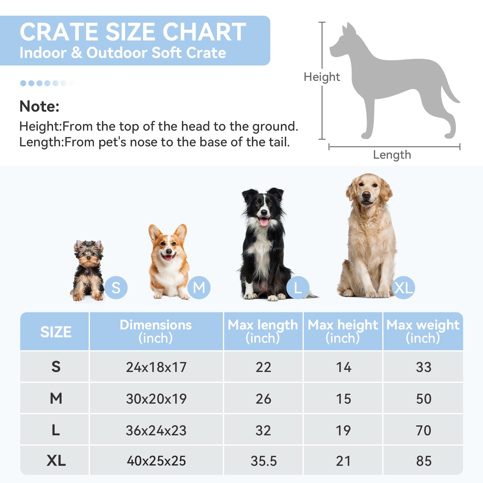 Petsfit 36 Inch Portable Soft Dog Crate - Lightweight, Sturdy & Comfortable Collapsible Pet Carrier with Thick Mat for Home, Travel & Outdoor Use - Easy Setup Foldable Kennel (Light Grey) - Perfect for Camping, Road Trips & Vet Visits