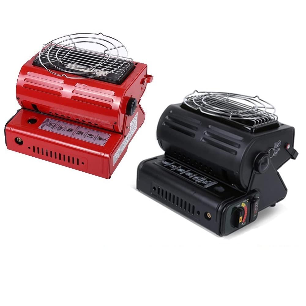 LKP Adjustable Butane Gas Heater - Portable Outdoor Space Heater for Camping, Hunting, Backpacking & Patio Use | 2-in-1 Heating & Cooking Warmer | Ideal for Outdoor Adventures & Emergency Heating (Red)