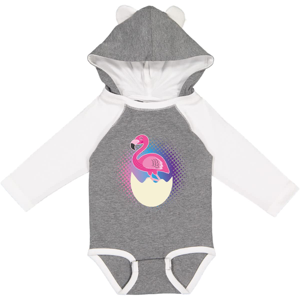 Inktastic Easter Flamingo Egg Hatching Long Sleeve Baby Bodysuit - Cute Girls' Easter Outfit for Spring Photoshoot & Holiday Celebrations