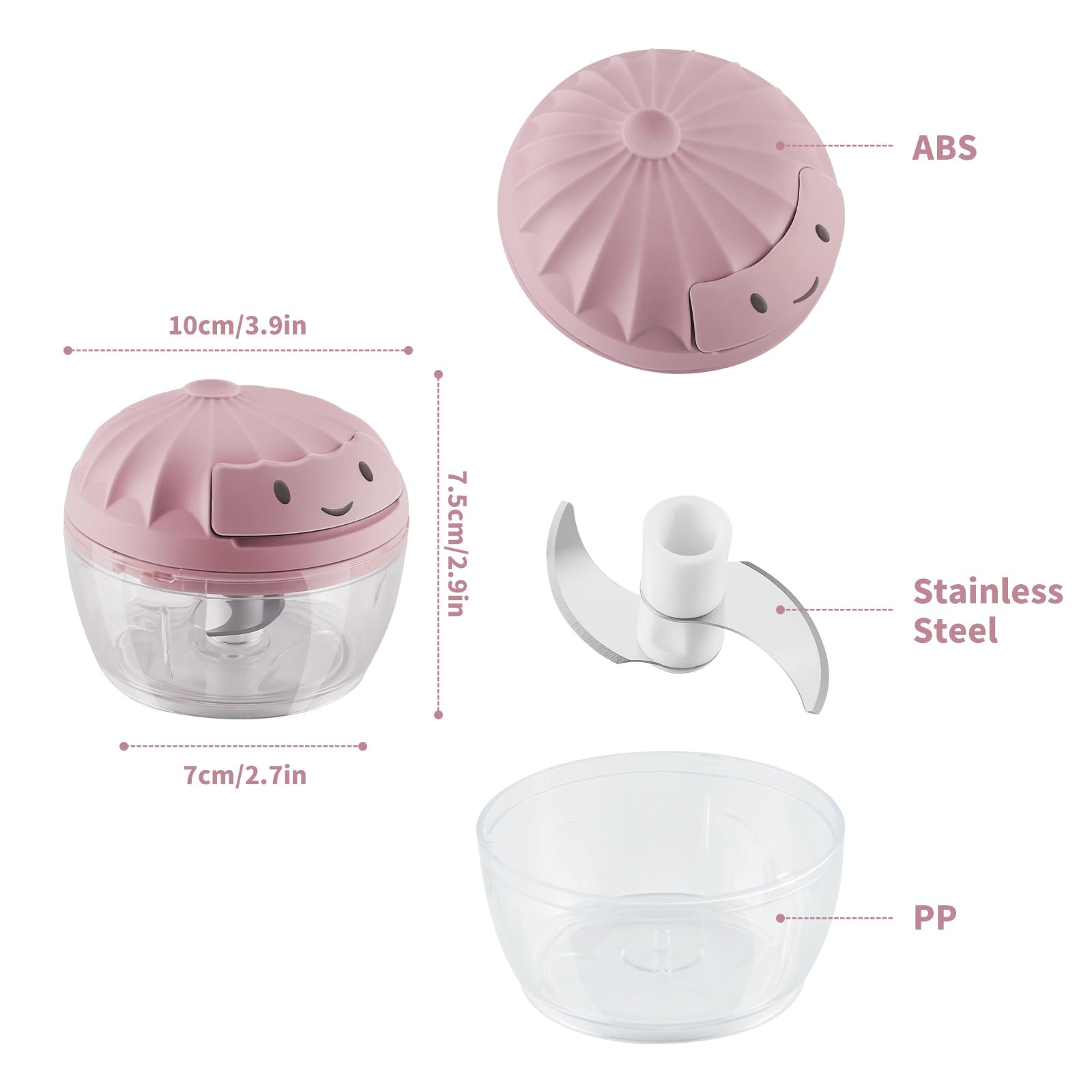 Premium Manual Food Chopper - Vegetable Cutter, Onion Dicer & Garlic Grinder with 160ML Container - Perfect for Meal Prep, Salads & Cooking at Home