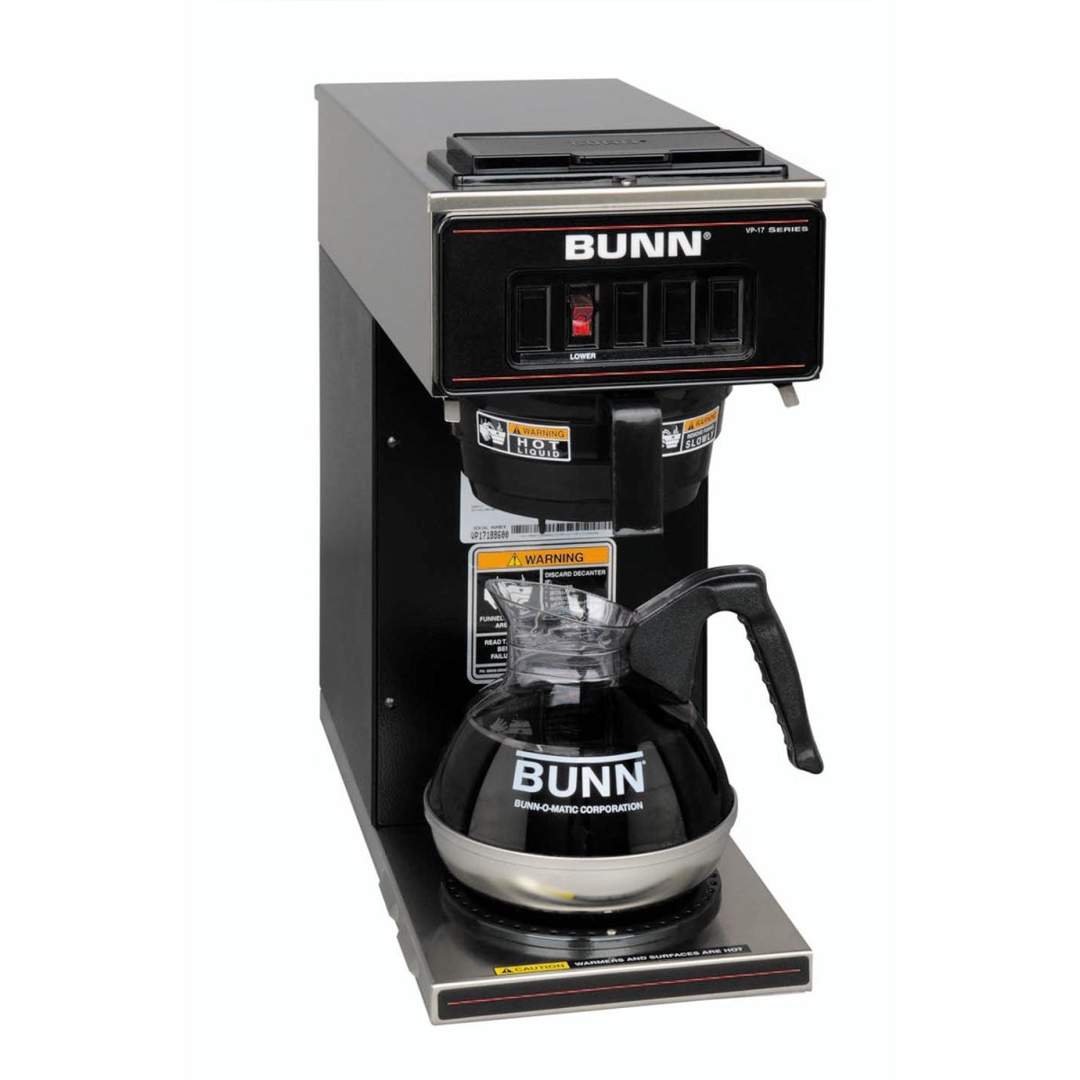 Bunn VP17-1B Commercial Pourover Coffee Brewer with 1 Warmer - 60 Cups/Hour Capacity - Ideal for Restaurants, Cafes & Offices