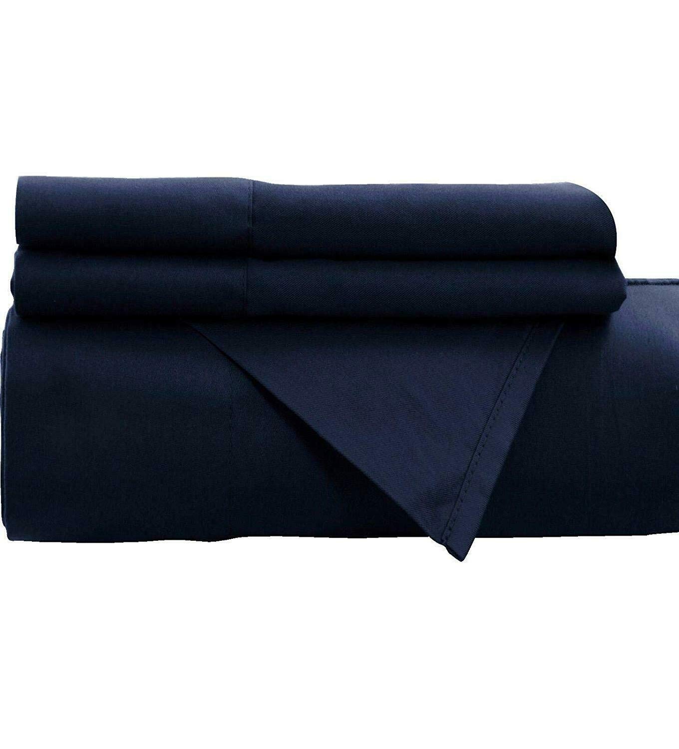 100% Cotton Queen Pillowcases Set of 2 - Navy Blue for Bedroom Decor