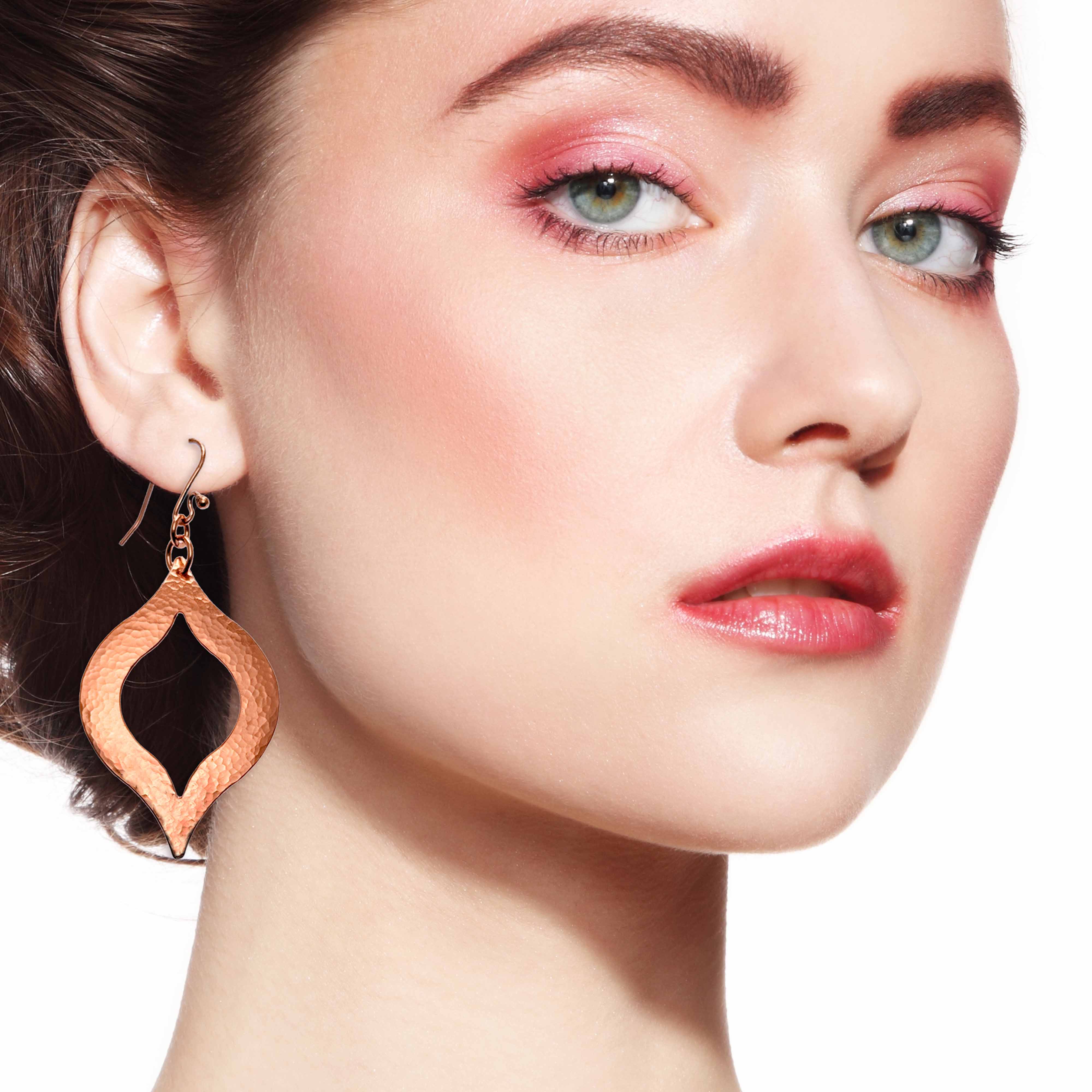 Handmade Large Pierced Hammered Copper Marrakesh Earrings – Boho Chic Statement Jewelry for Women | Perfect for Festivals, Parties & Everyday Wear