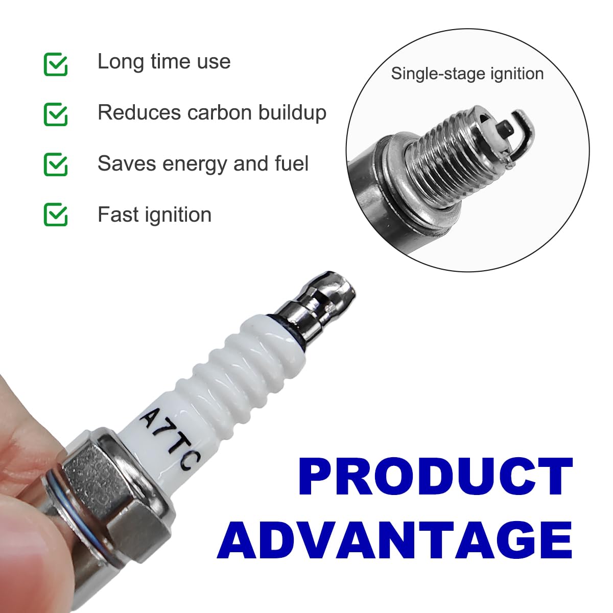 2PCS A7TC Spark Plug for GY6 50cc-125cc Engines - Compatible with ATV, Scooter, Dirt Bike, Moped & Go Kart - Fits C7HA C5HA PZ7HS S102F Z12 - High Performance Racing Spark Plugs for Smooth Acceleration & Engine Power