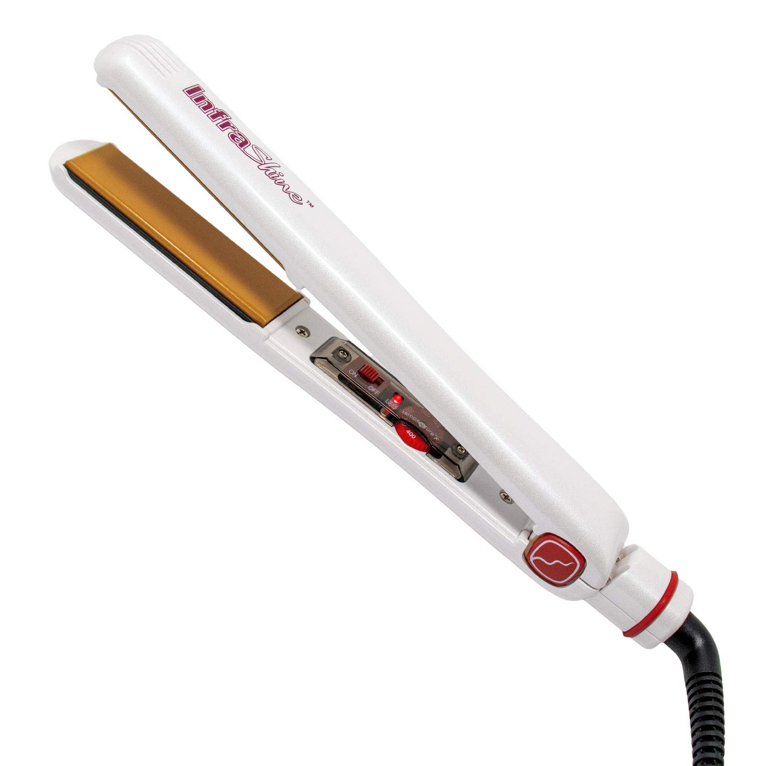 Redline Professional 1 Inch Flat Iron Hair Straightener for All Hair Types - Salon Quality Ceramic Plates for Smooth & Shiny Hair - Perfect for Home Use, Travel & Styling (White)