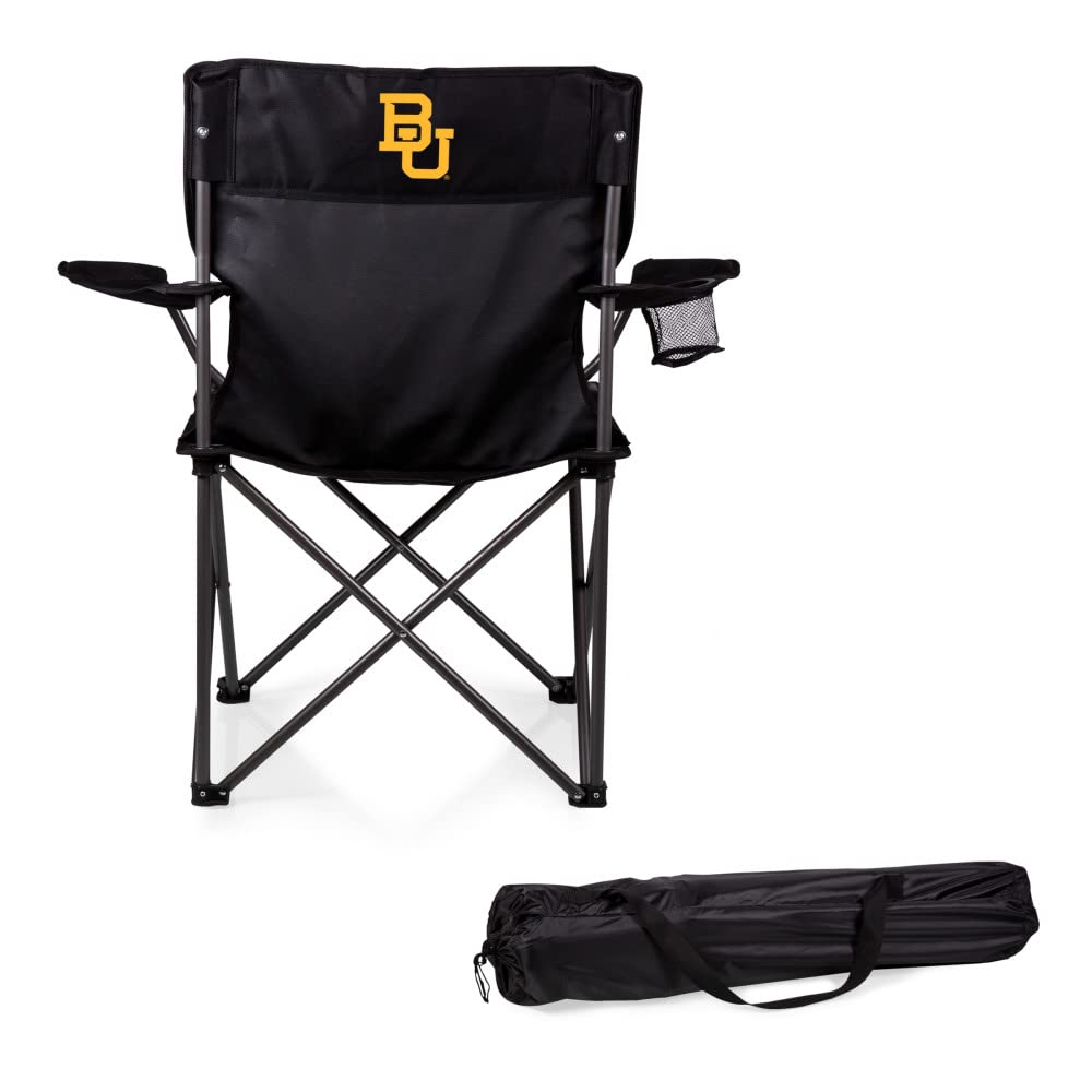 PICNIC TIME NCAA Portable Camping Chair - Lightweight Folding Beach Chair with Carry Bag for Outdoor, Picnic, Sports Events (Black) - Perfect for Camping, Beach Trips, Tailgating & Backyard Relaxation