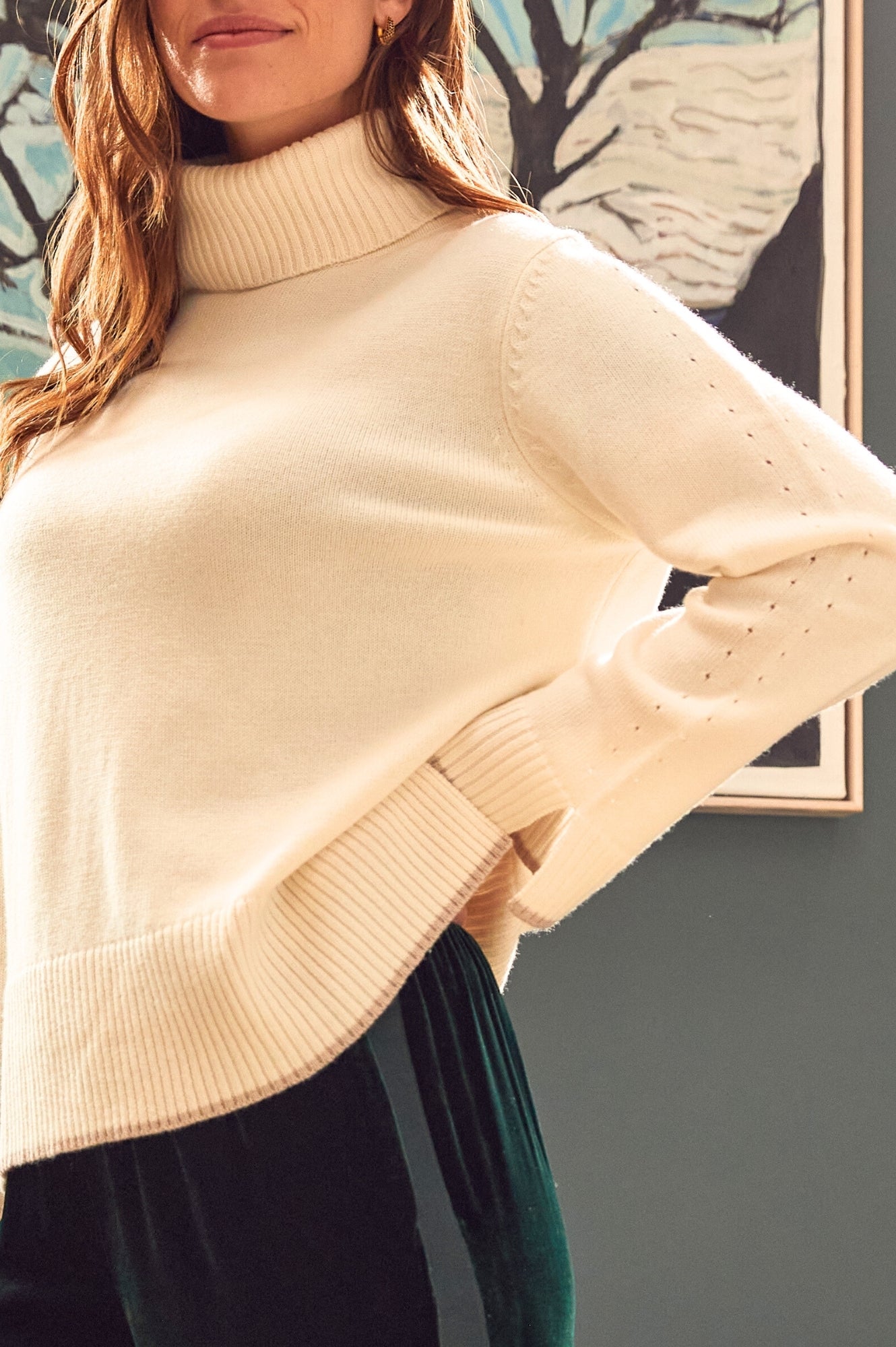 Premium Merino Wool Roll Neck Sweater for Men & Women | Soft & Warm Cream/Taupe Pullover | Perfect for Winter Travel & Outdoor Activities