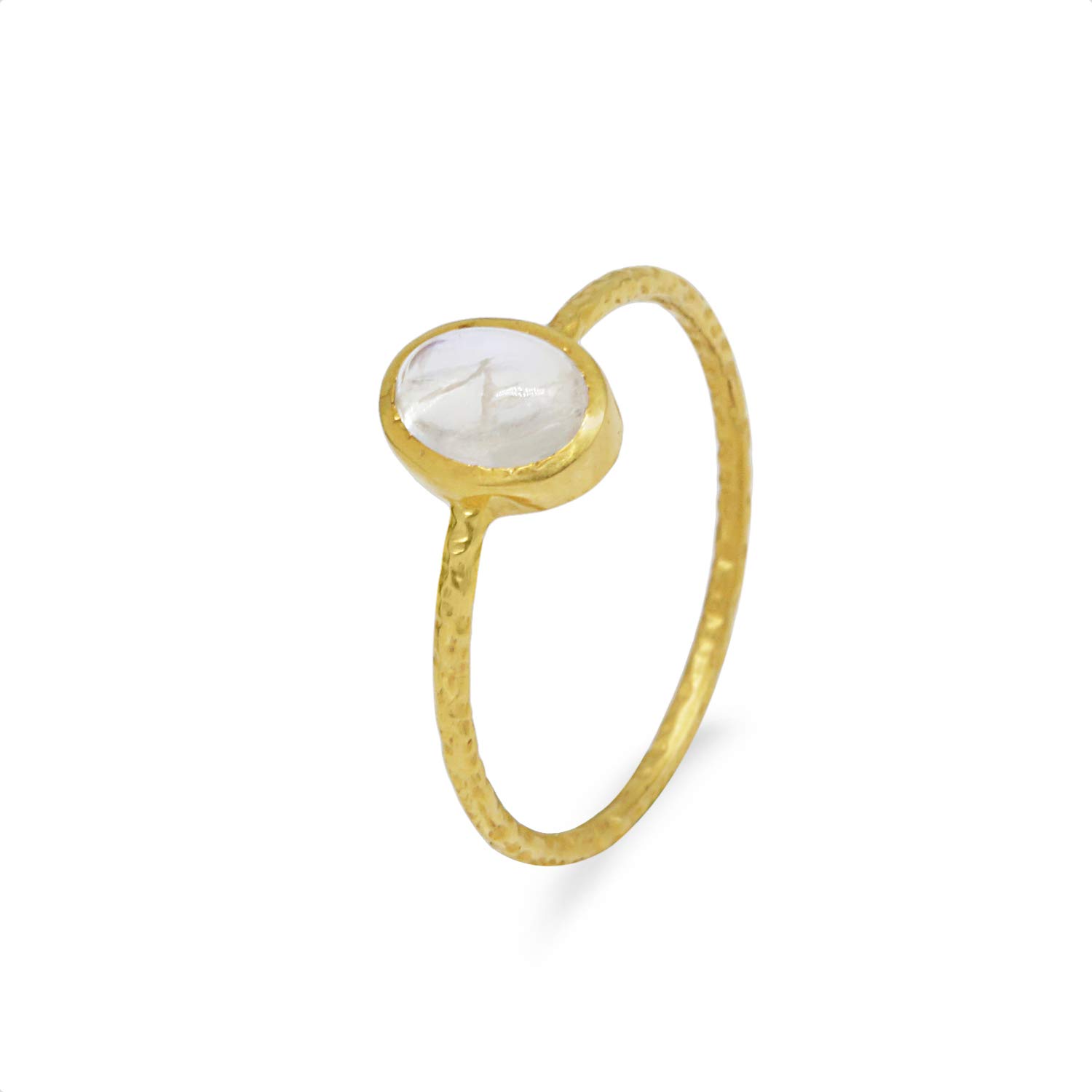 18K Yellow Gold Moonstone Ring for Women - 0.95 Carat Handmade Gemstone Jewelry - Perfect Anniversary & Birthday Gift for Her - Elegant Everyday Wear & Special Occasions