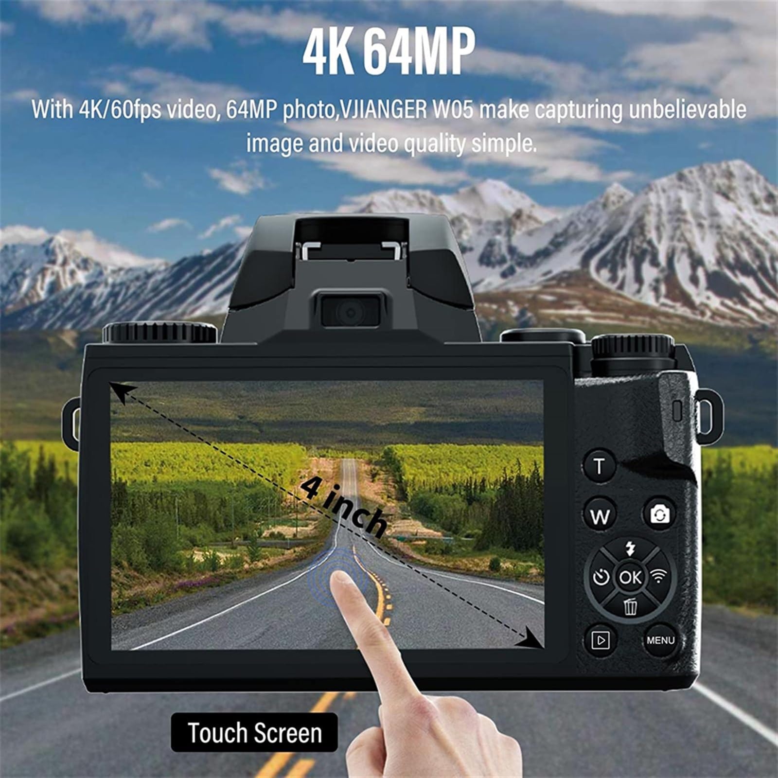 MZZYG 64MP Digital SLR Camera with Auto Focus, 4K Vlogging Camcorder & Webcam - 4