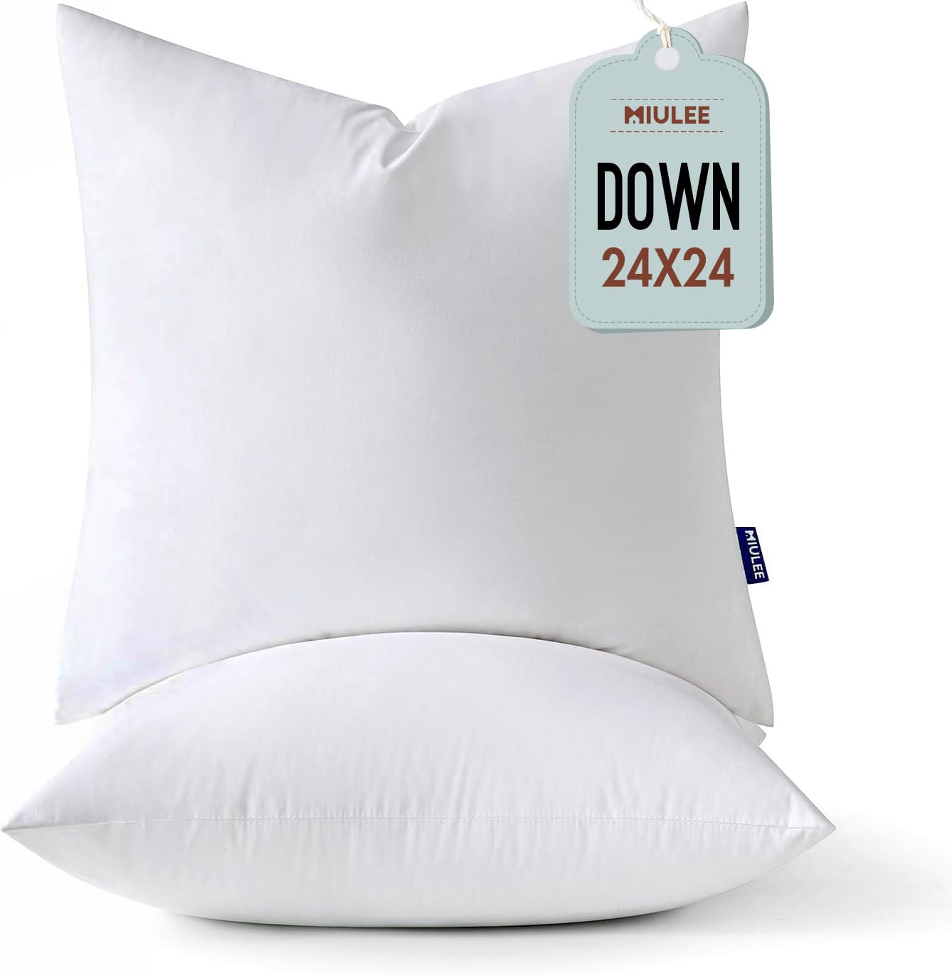 MIULEE 24x24 Inch Down Alternative Pillow Inserts (Pack of 2) - Ultra Soft Fluffy Decorative Throw Pillows for Sofa, Couch & Bed - Perfect for Living Room Decor, Bedroom Accent and Cozy Home Styling