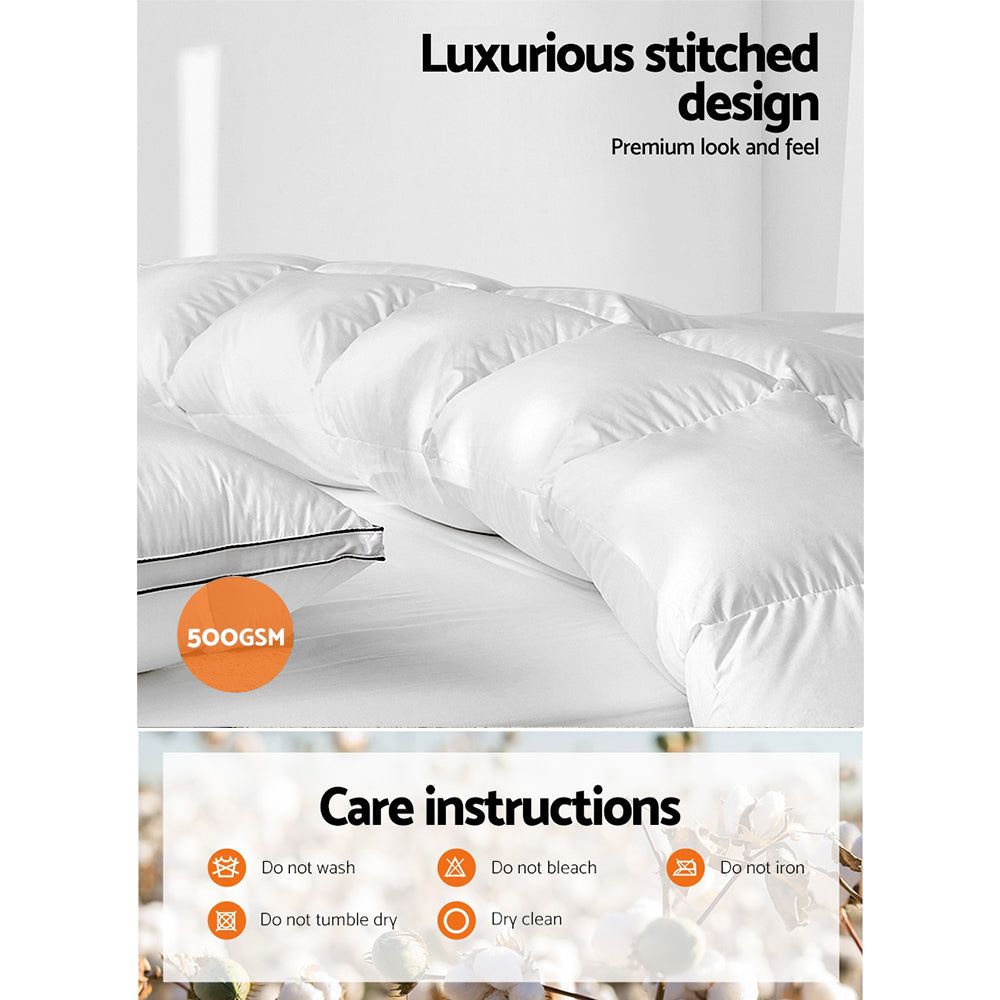 Premium Giselle King Size 500GSM Goose Down Feather Quilt - Ultra Soft & Warm Luxury Bedding for Winter - Perfect for Master Bedrooms, Guest Rooms & Cozy Nights