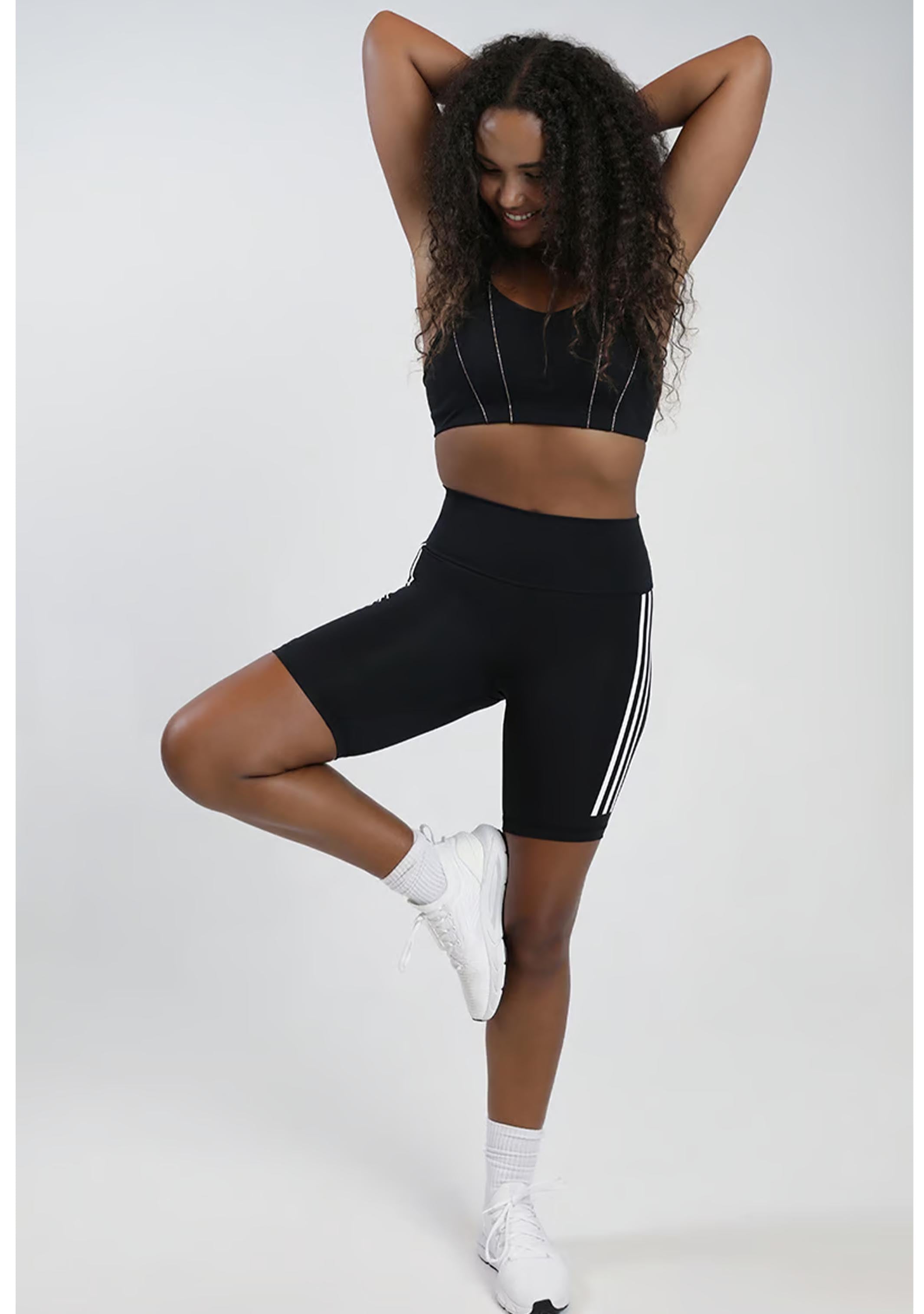 Adidas Women's Optime Trainicons 3-Stripes Bike Shorts - High Waisted Workout Leggings for Running, Yoga & Gym - Breathable & Comfortable Activewear